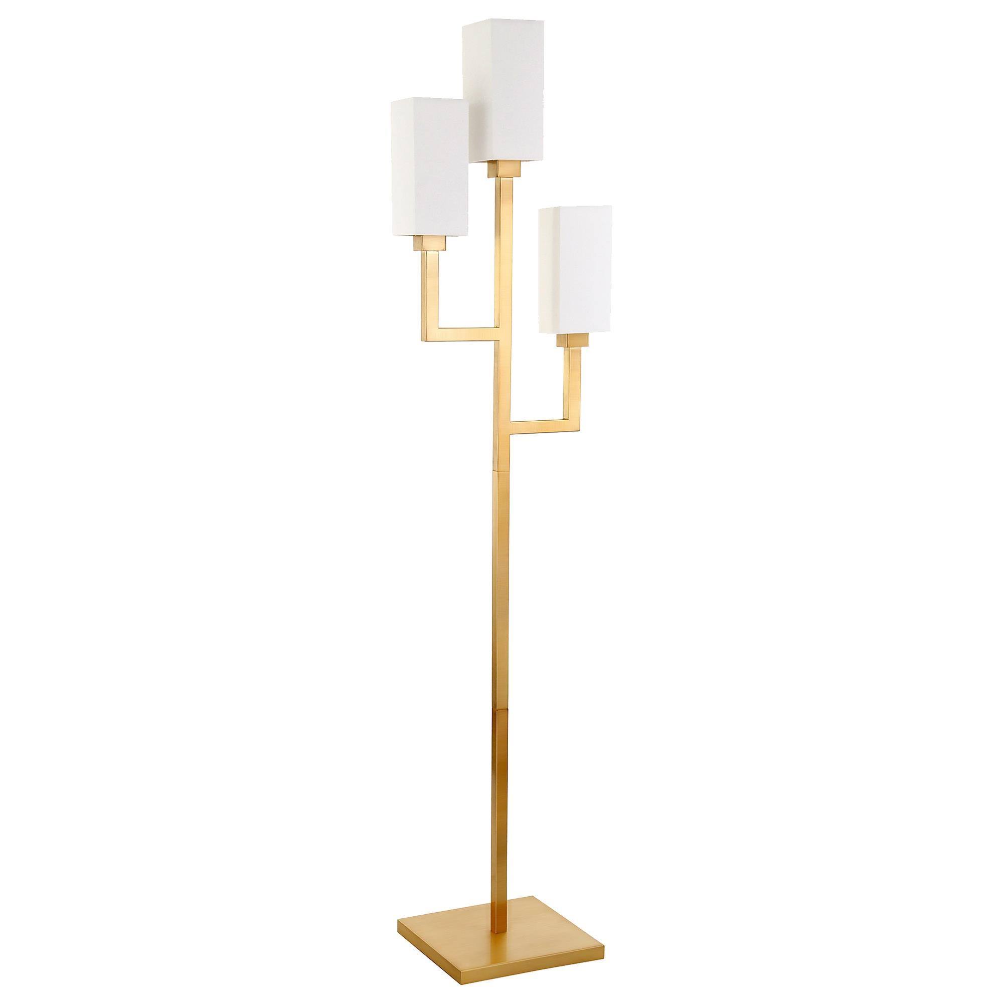 Basso Light Torchiere Floor Lamp Brass With Fabric Shades Wgl S