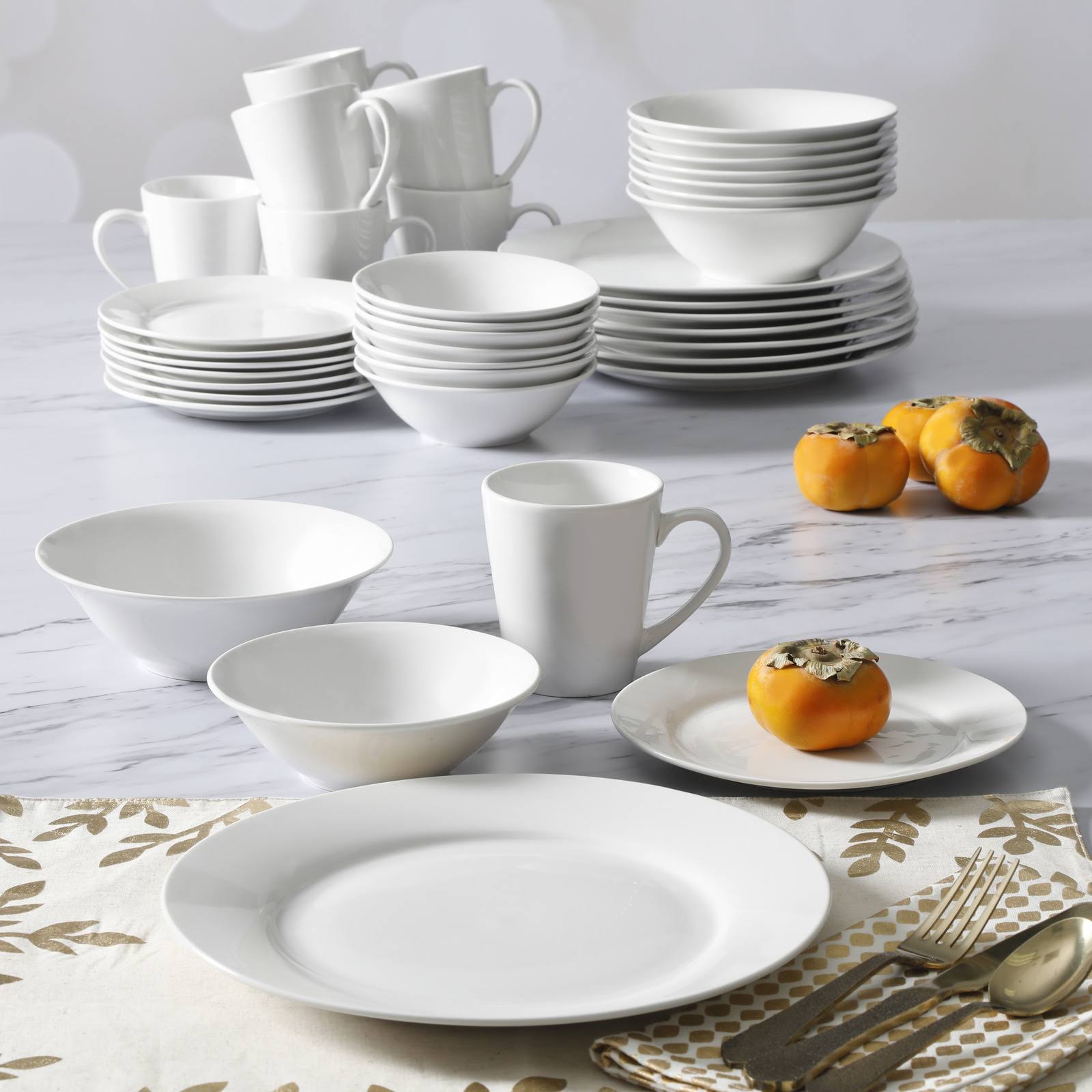 Gibson Home Everyday Round 40 Piece Expanded Dinnerware Set White