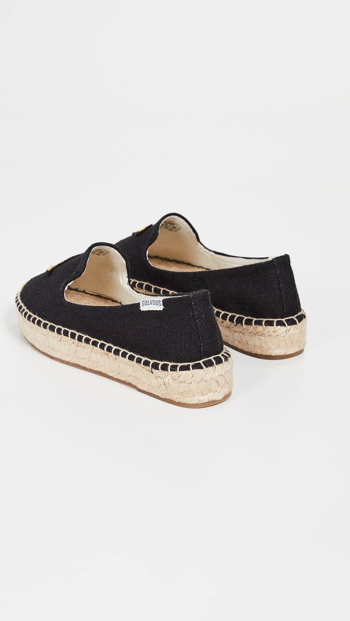 Soludos Cheers Platform Espadrille Smoking Slipper Black Ct S