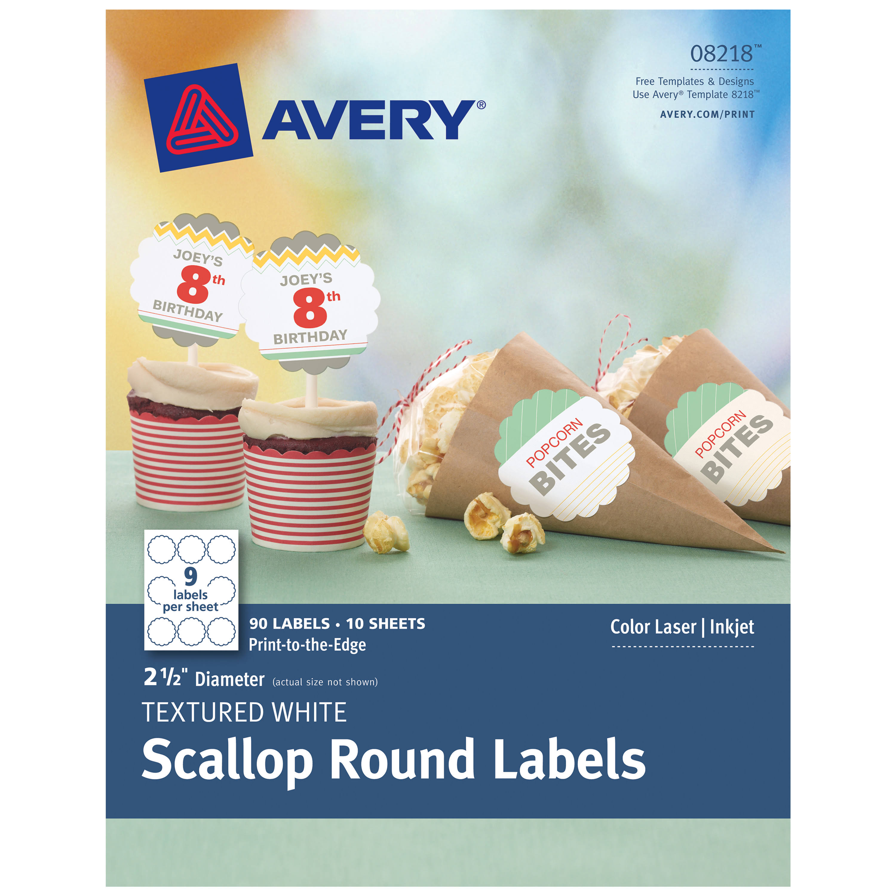 Avery Textured Scallop Round Labels White MintFabStore