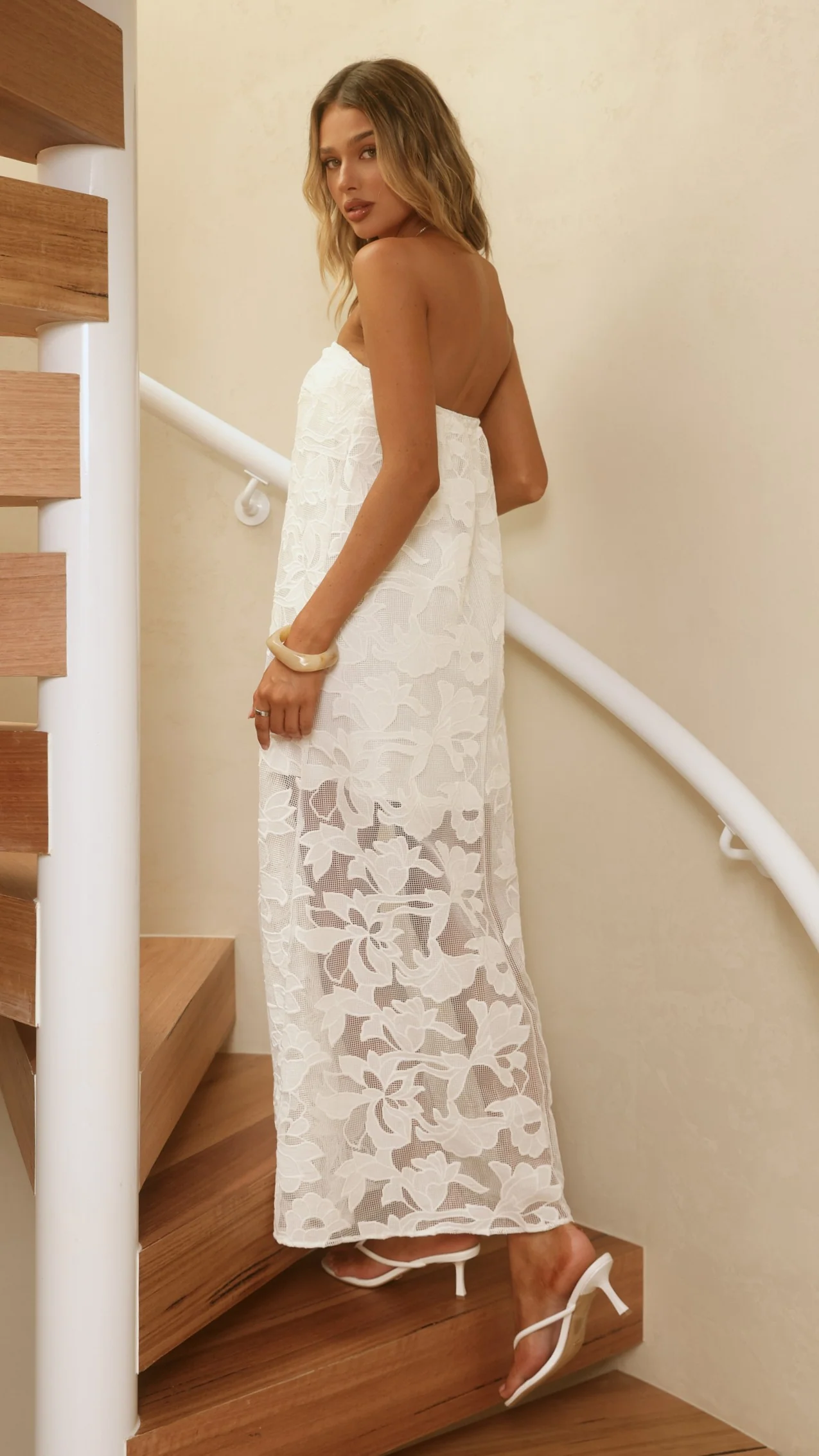 Estelle Maxi Dress - White Bloom Lace