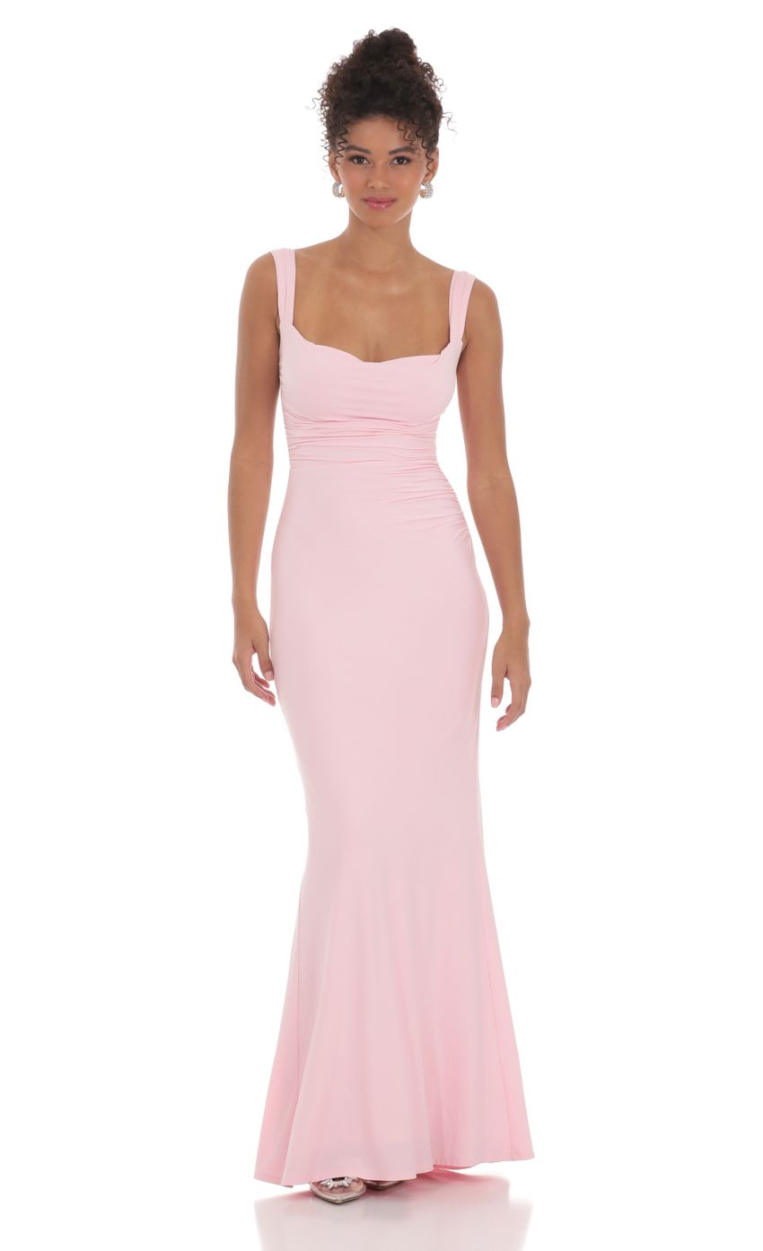 Back Sequin Butterfly Maxi Dress in Pink