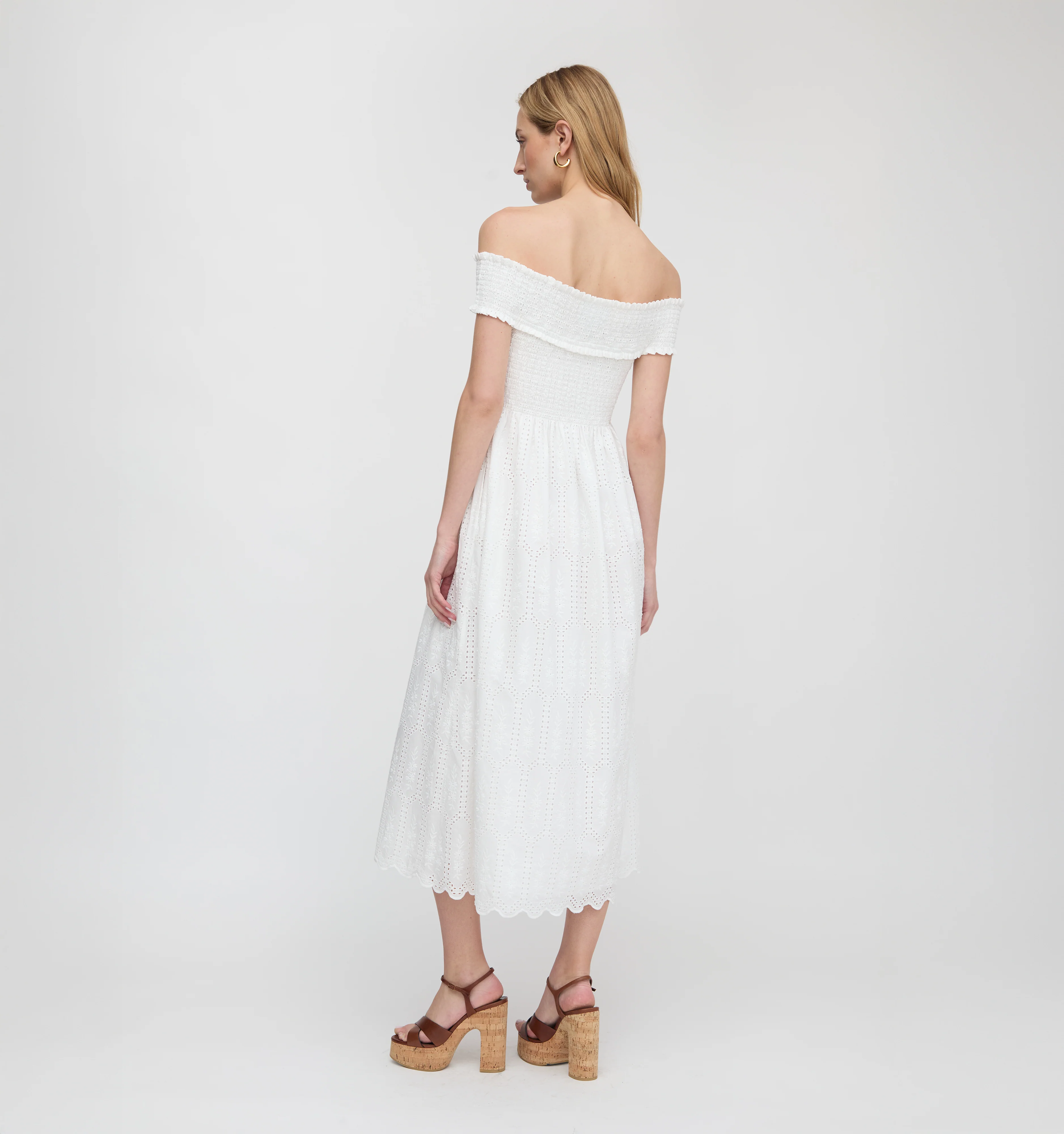 The Marguerite Nap Dress - White Trellis Broderie