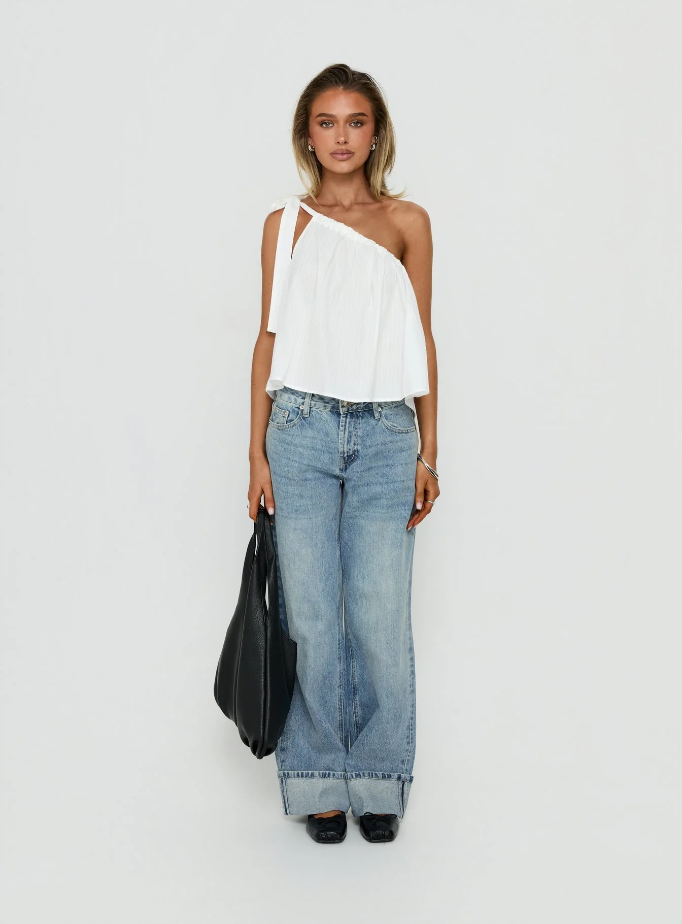 Klyne One Shoulder Top White