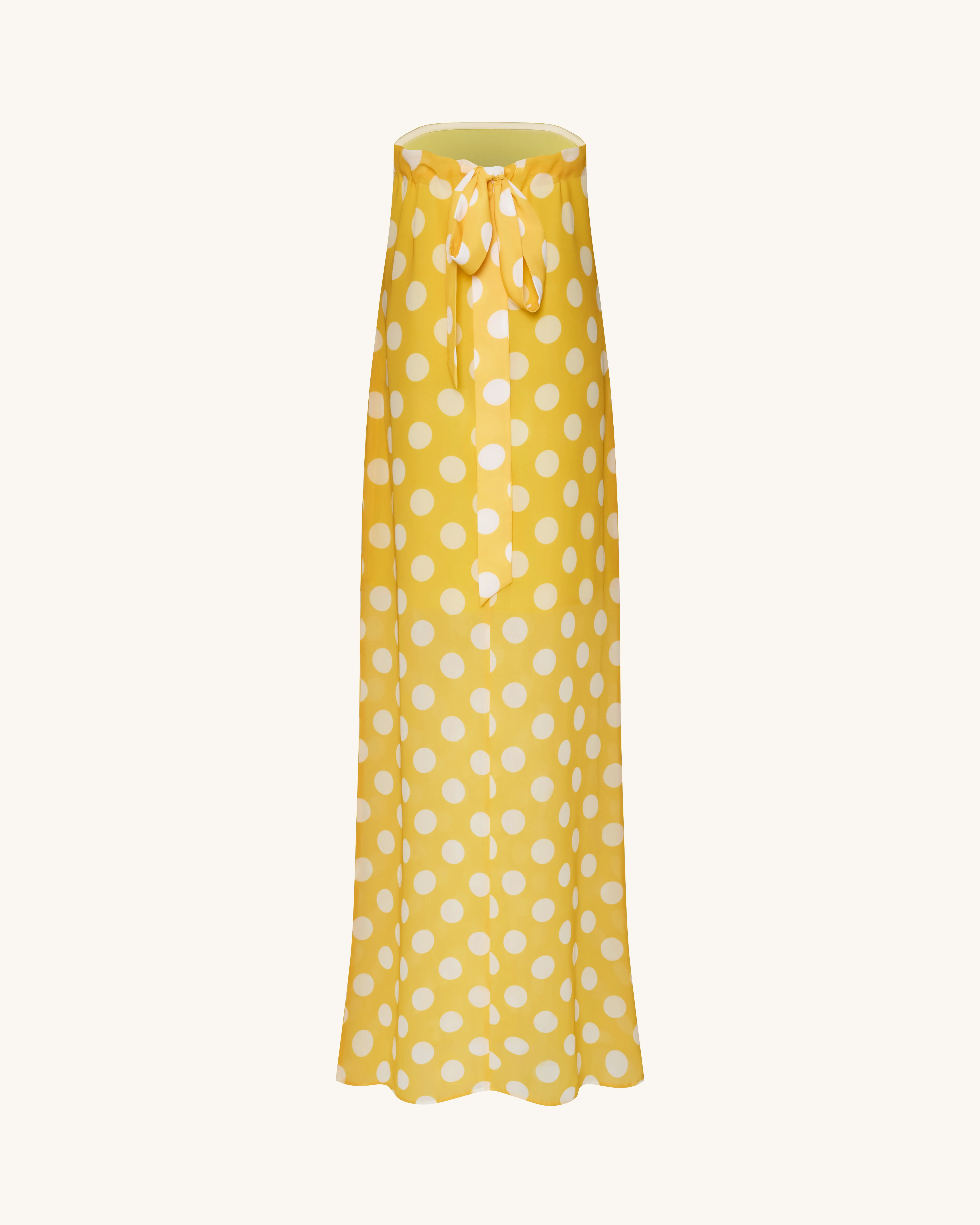 Polka-Dot Strapless Maxi Dress - Yellow - FASHION NOB