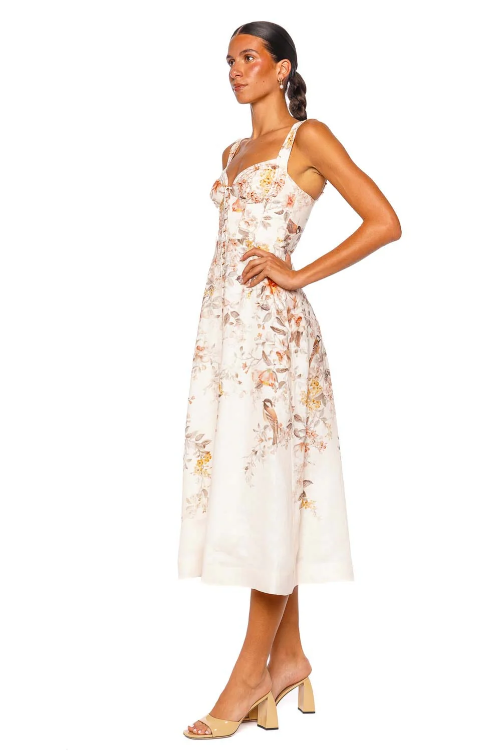 ZIMMERMANN Luna Songbird Buttoned Picnic Midi Dress