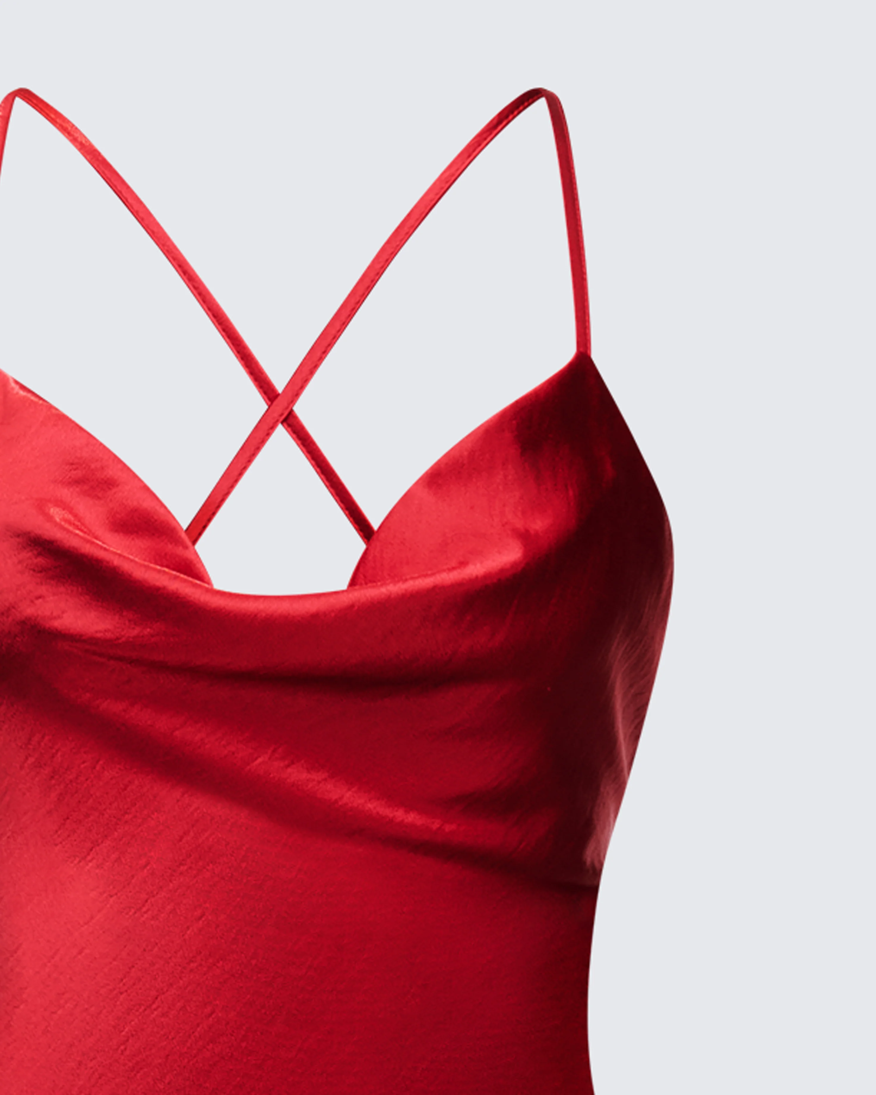 Elspeth Red Satin Bias Slip Maxi Dress