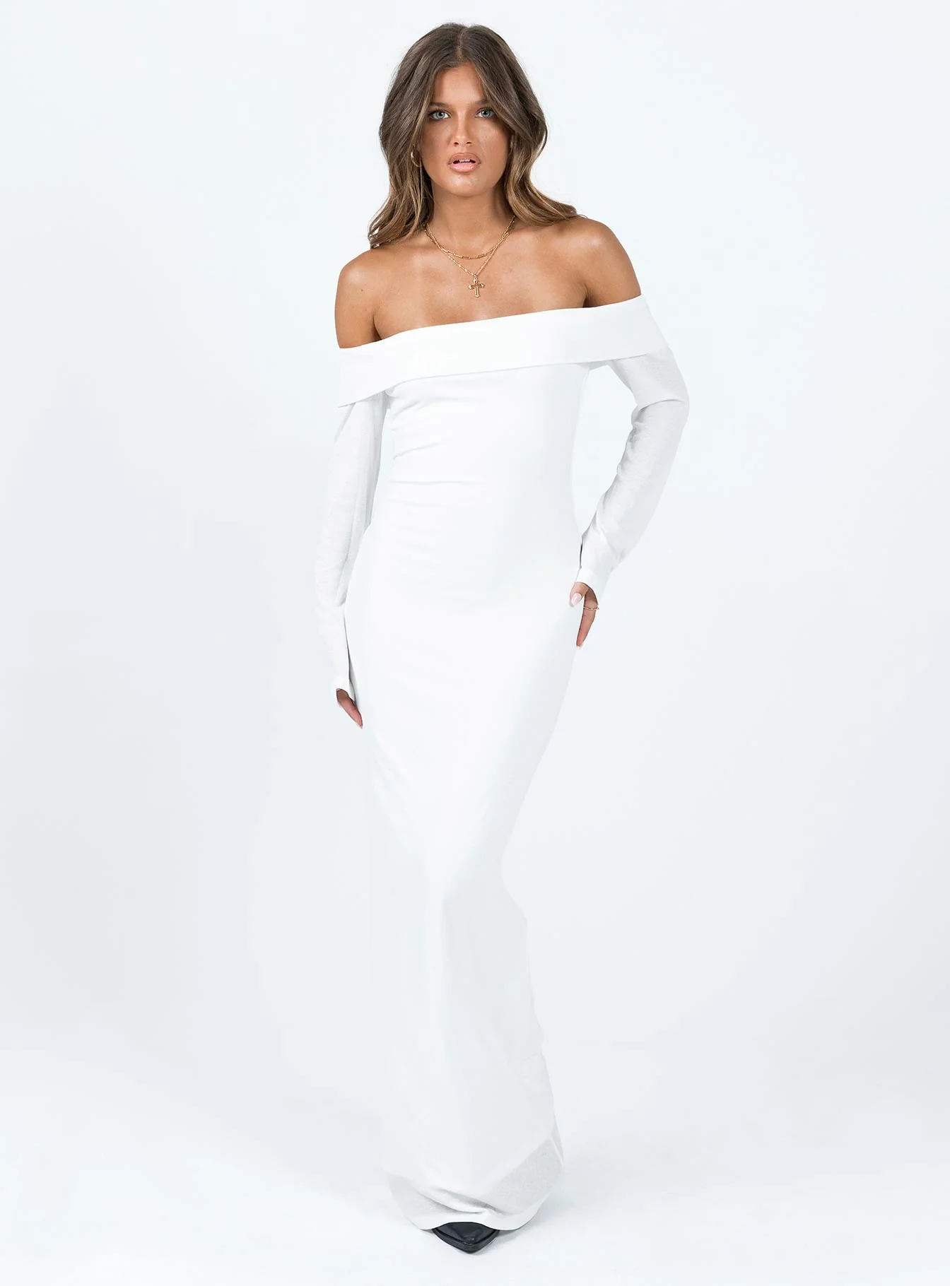 Maida Long Sleeve Maxi Dress White - luluinthesky