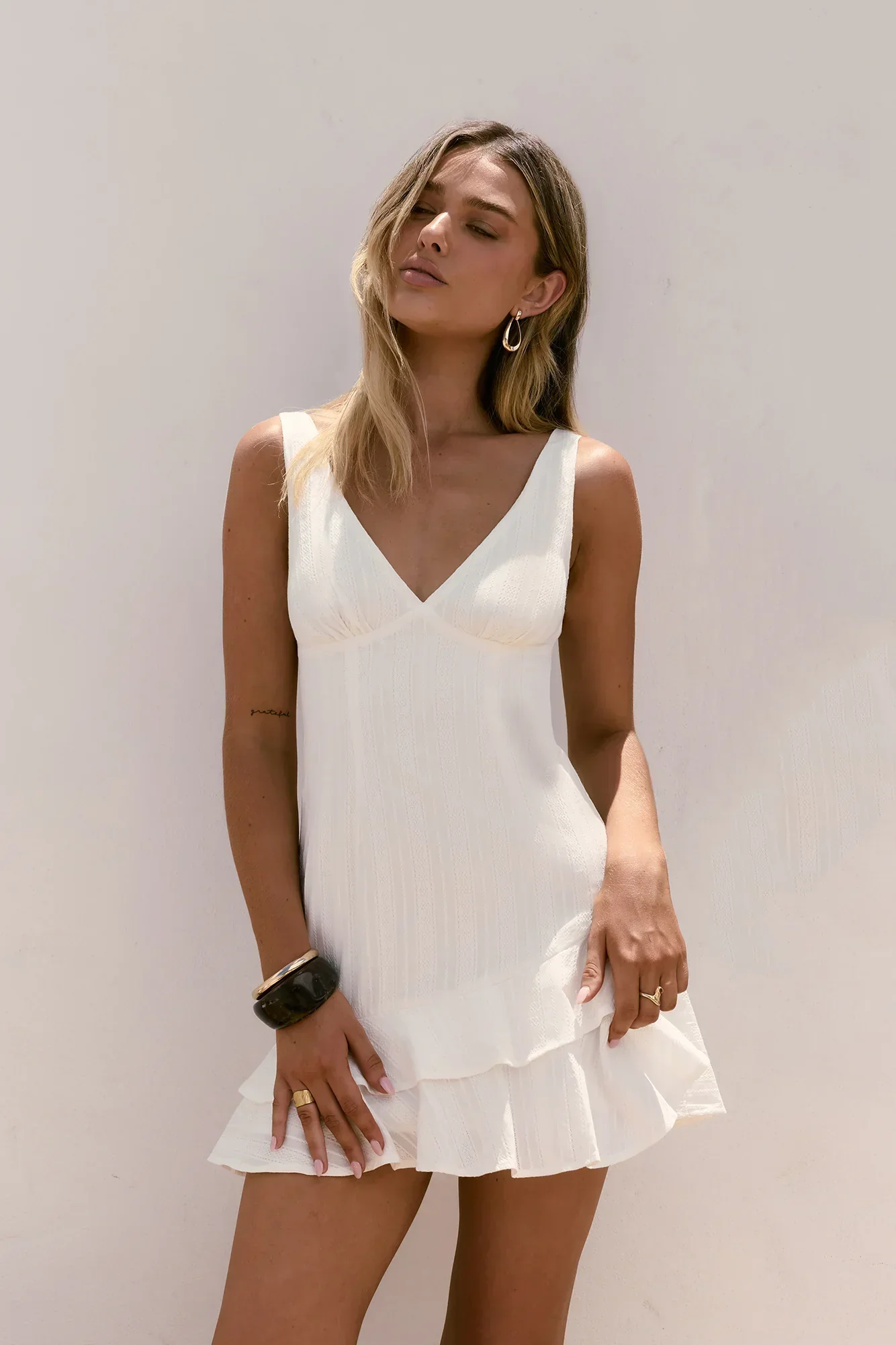 Among The Clouds Mini Dress White - luluinthesky
