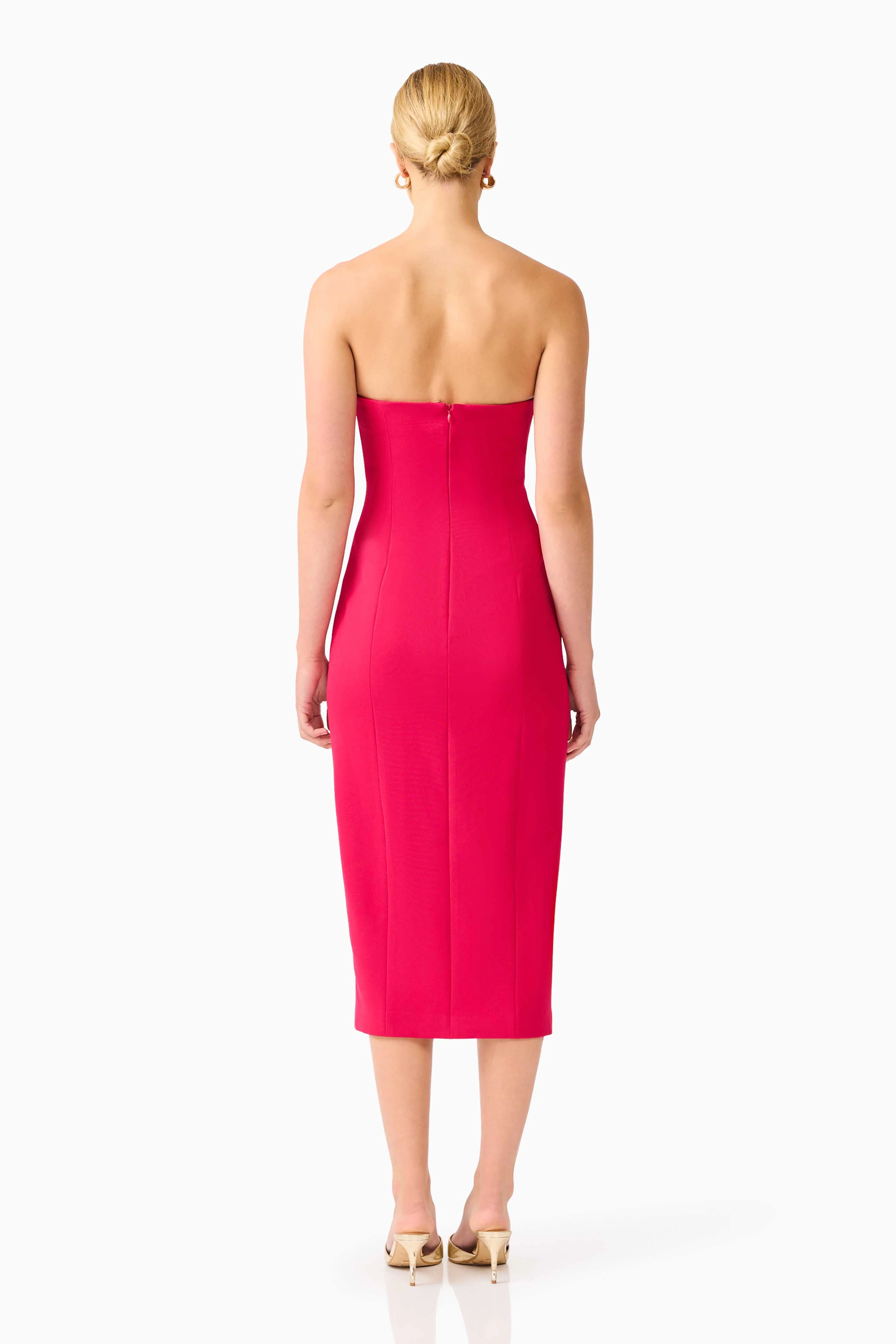 Ilaria Strapless Midi Dress in Red