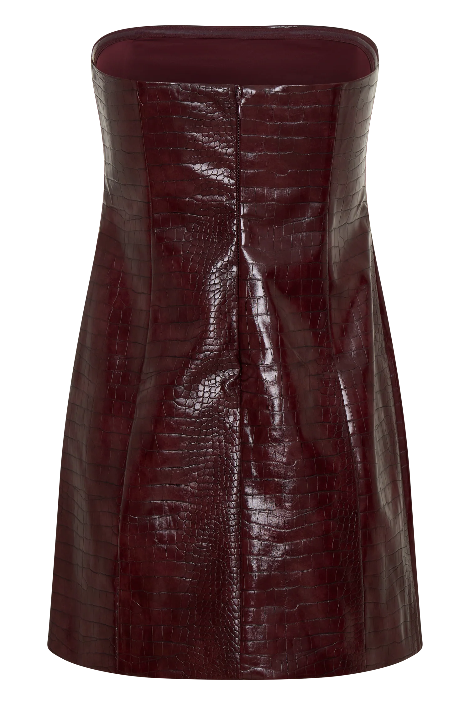 Anouk Faux Leather Strapless Mini Dress - Merlot