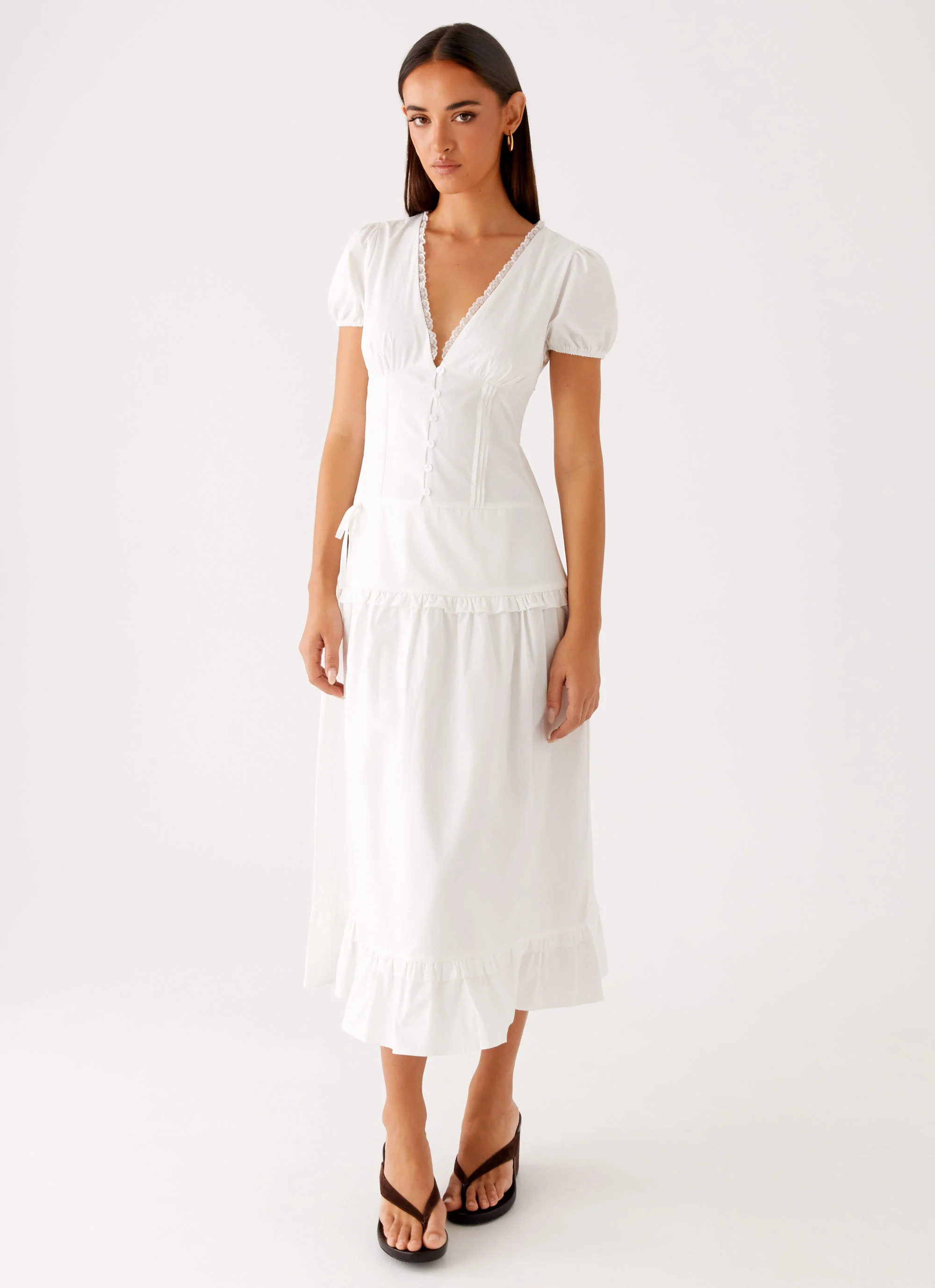 London Midi Dress - White - luluinthesky