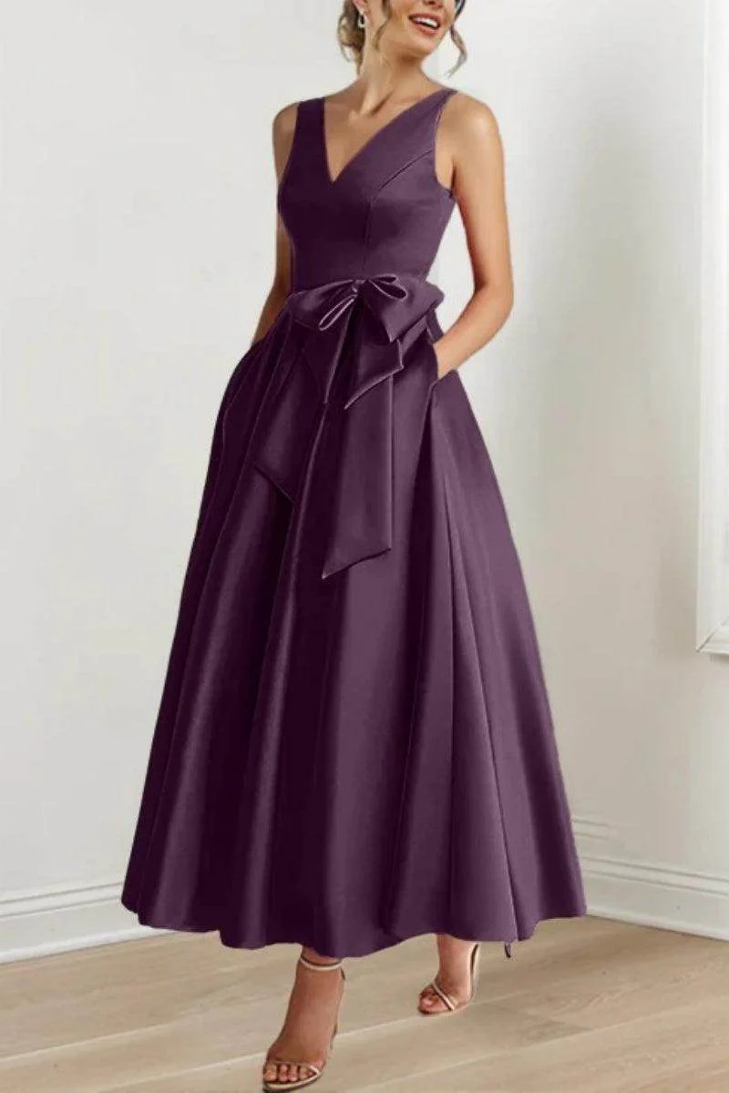 V Neck Sleeveless Ankle-Length Mother Of The Bride Dresses CM0331