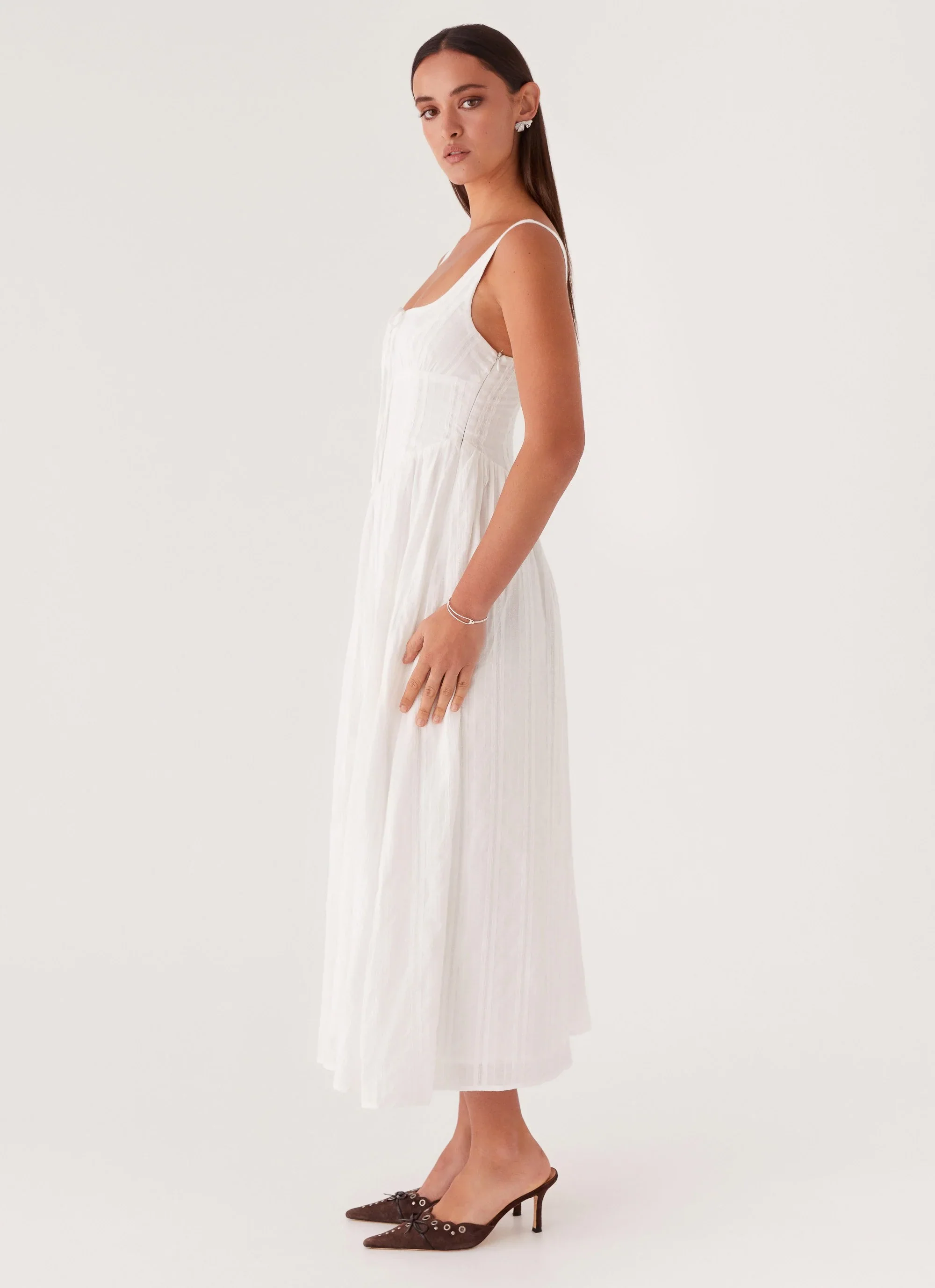 Pascuelle Midi Dress - White - luluinthesky