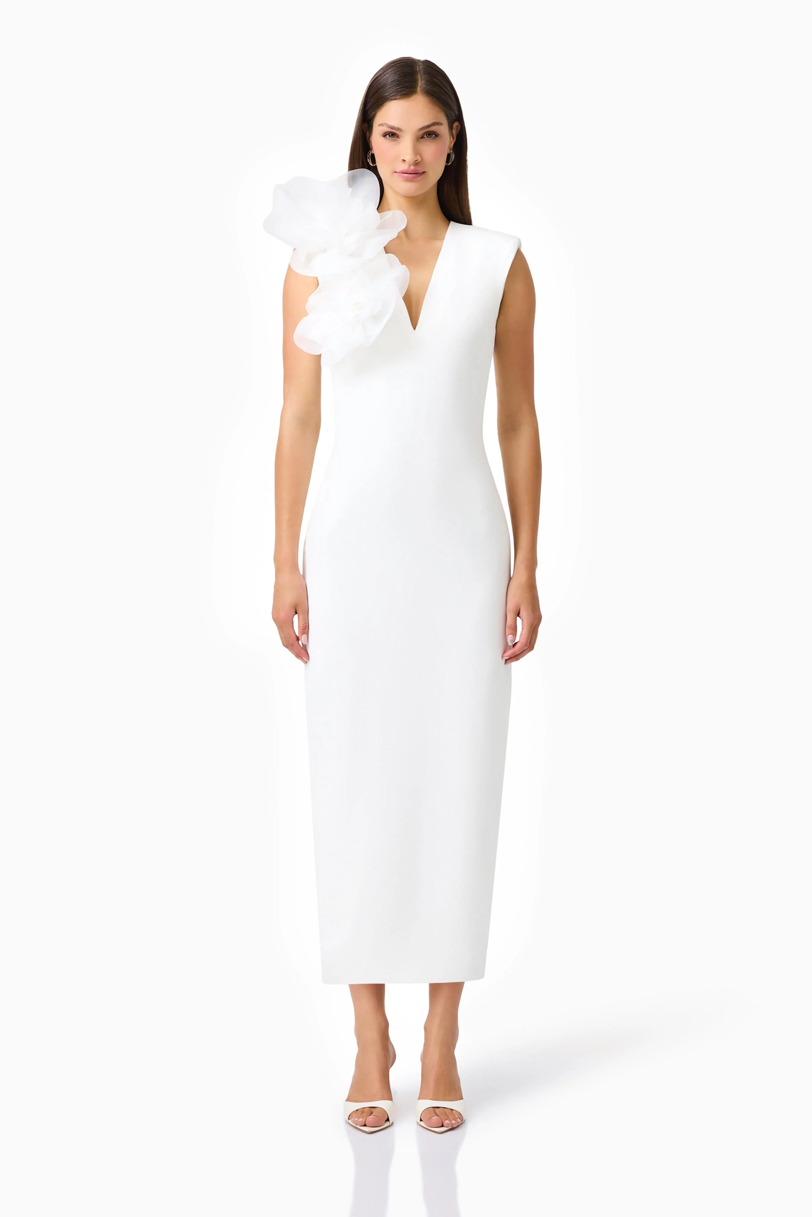 Verdessa V-Neck Maxi Dress in White