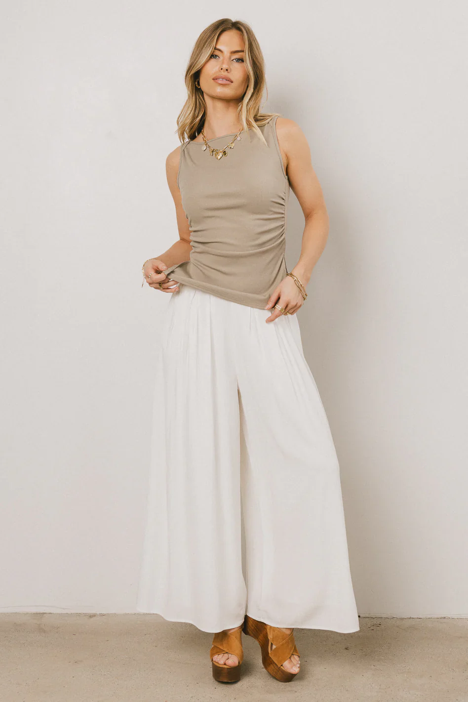 Collins Ribbed Top in Taupe