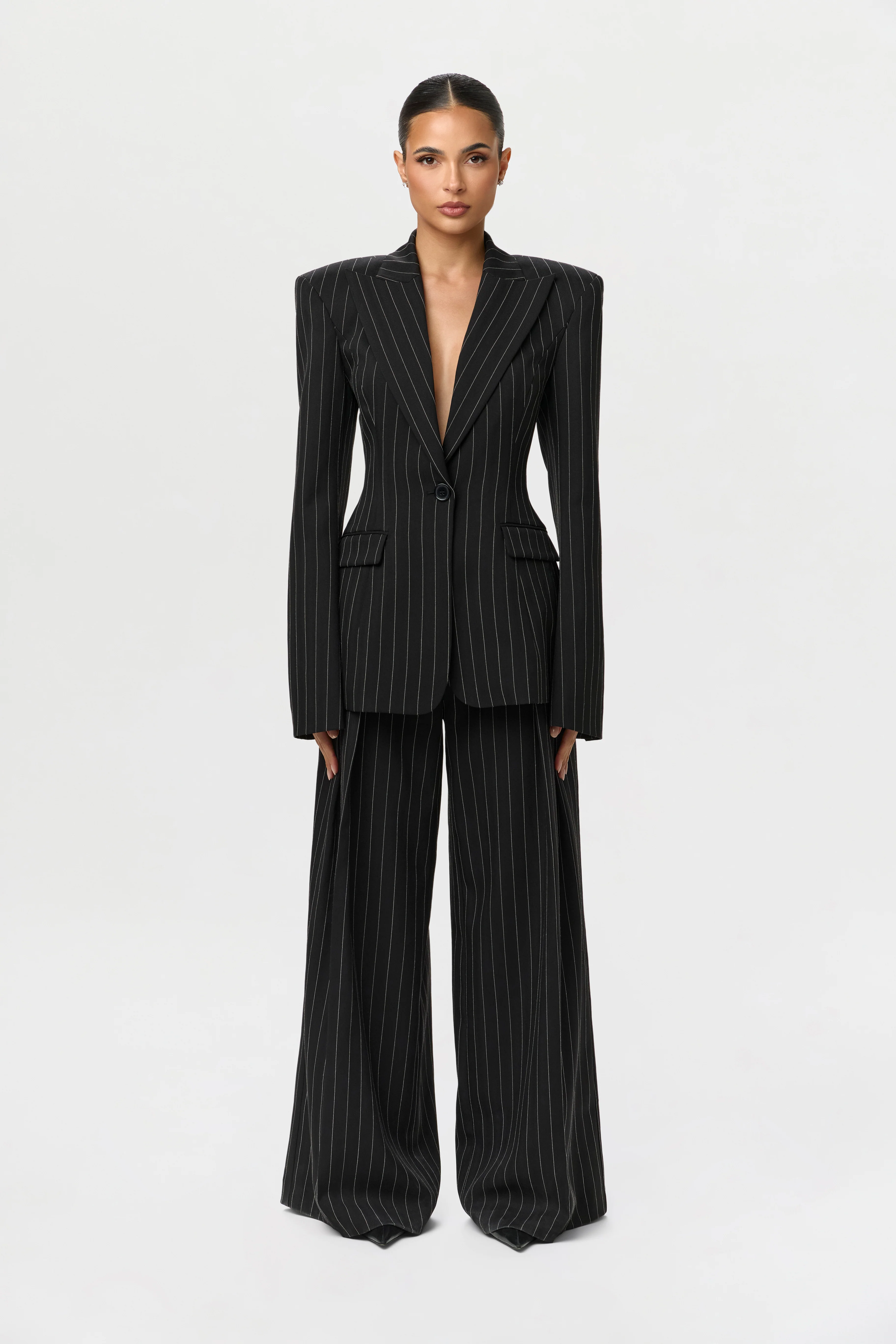 Suiting Pinstripe Wide-Leg Pant