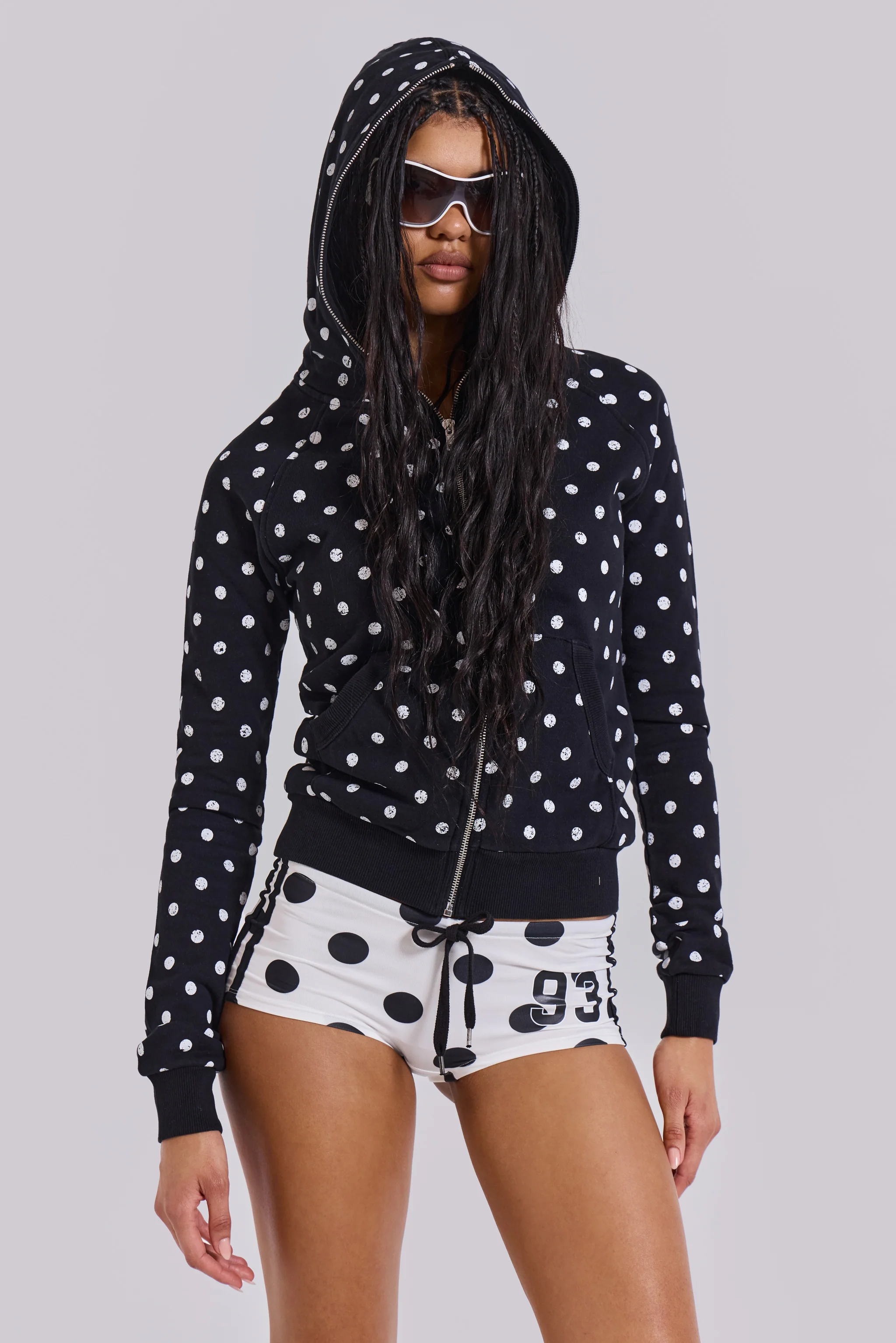 Mono Black Polkadot Mini Monster Hoodie
