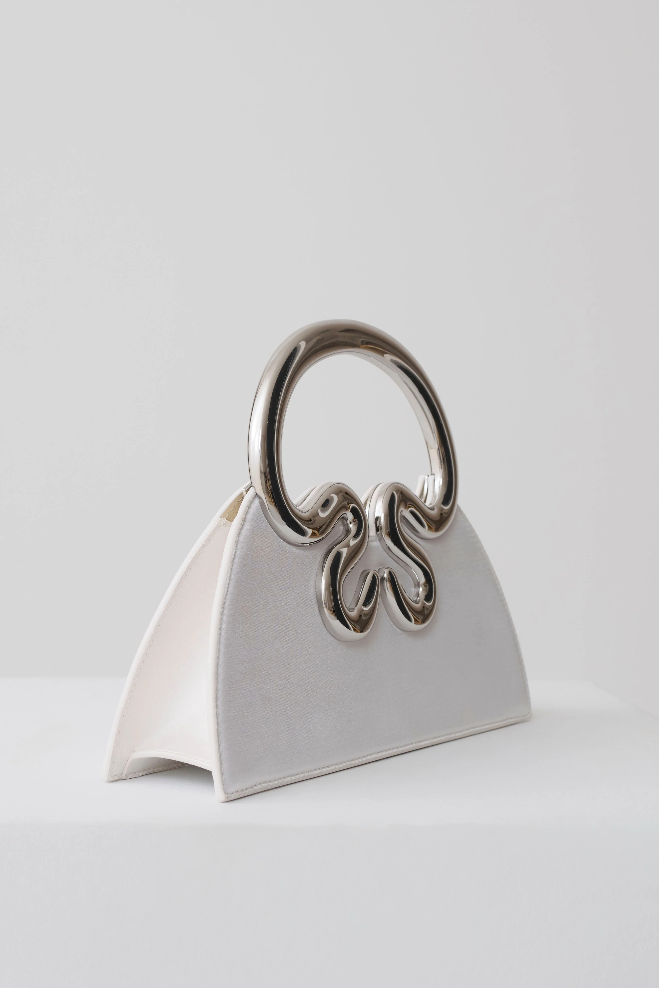 Elianne Satin Frame Clutch Bag - White