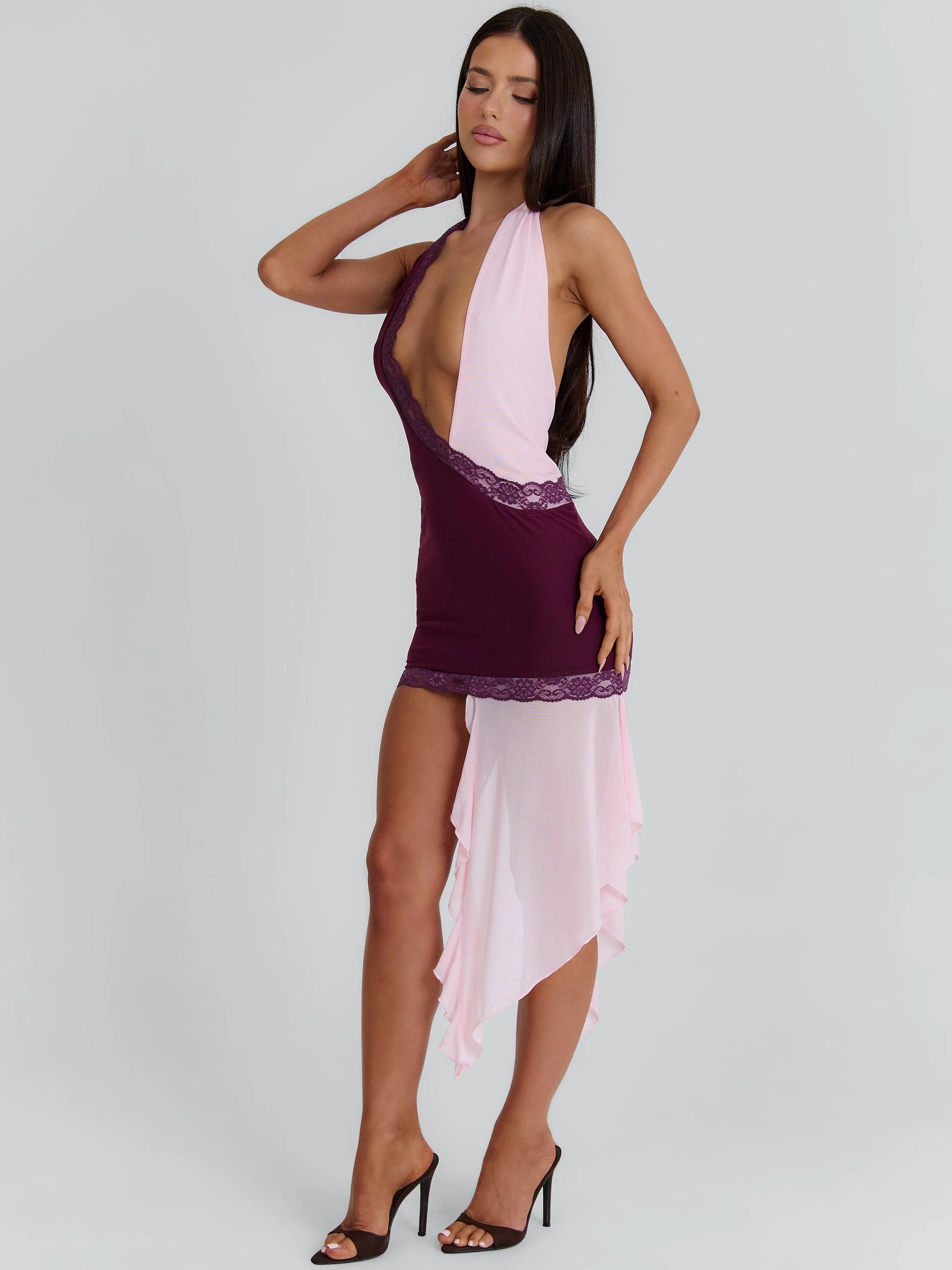 NATALEE MINI DRESS BURGUNDY