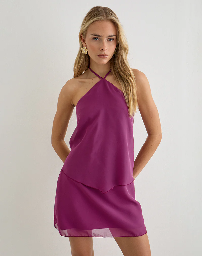 Milaya Mini Dress in Chiffon Berry