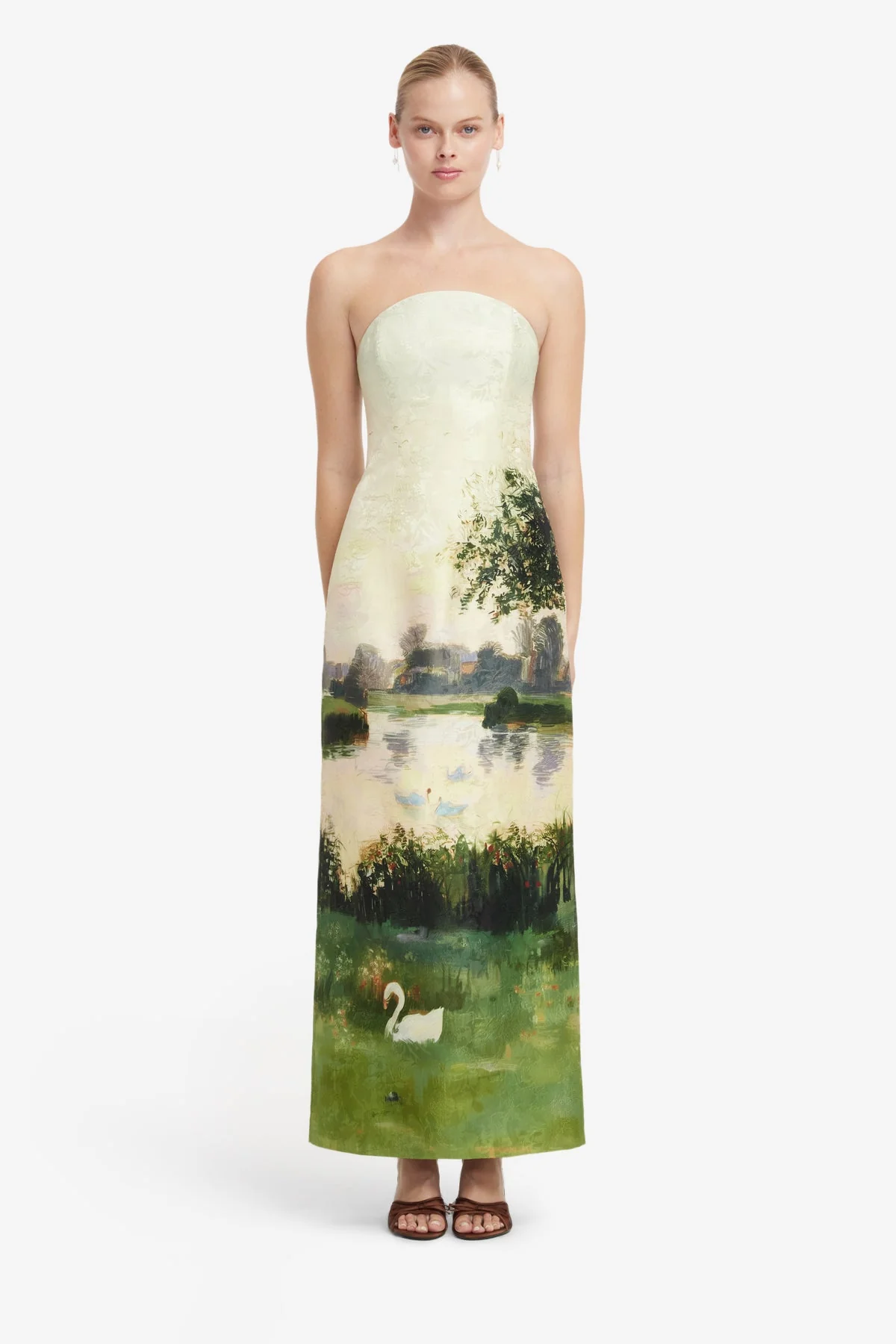 Ava Jacquard Bustier Maxi Dress - Serene Print