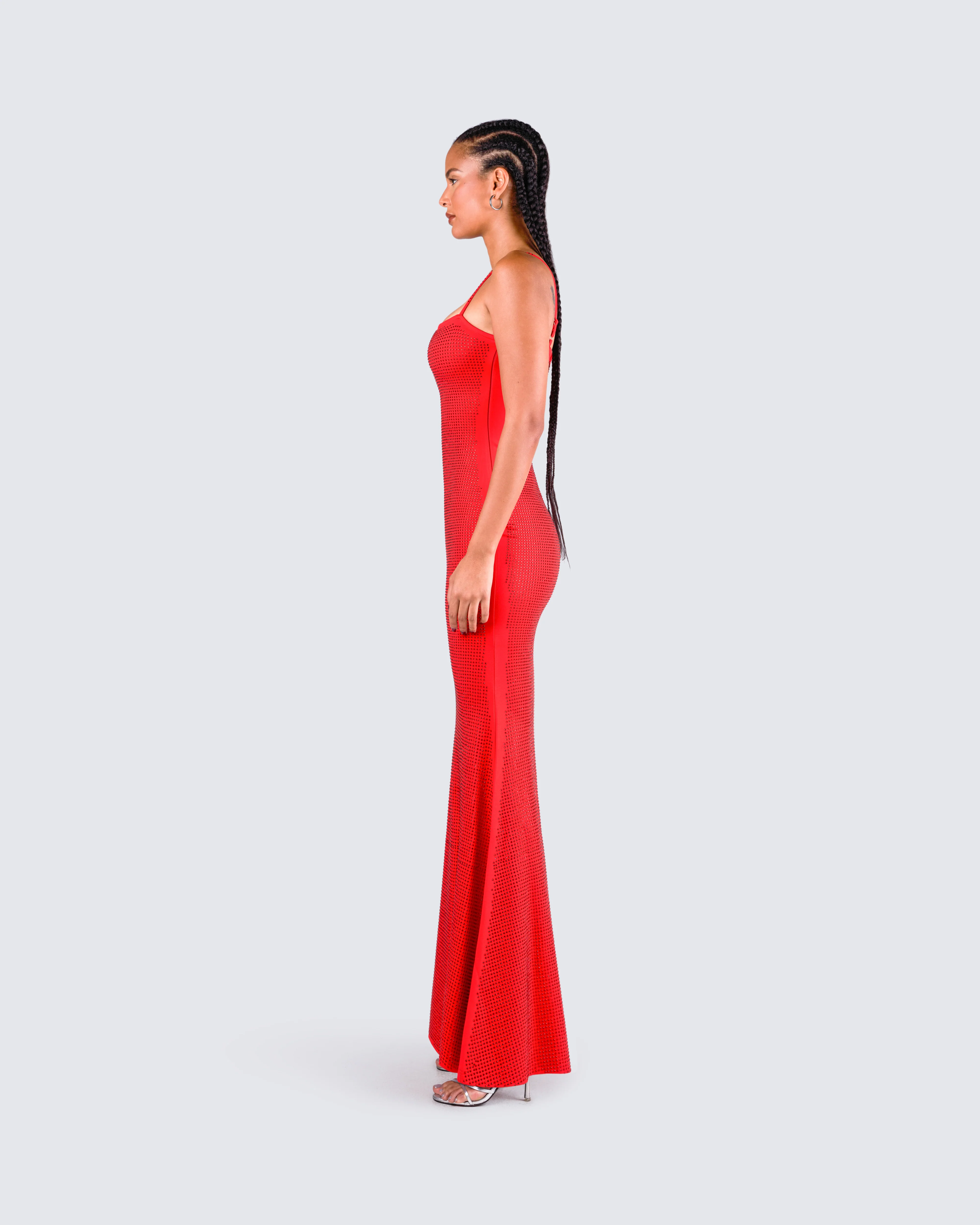 Numa Red Rhinestone Gown