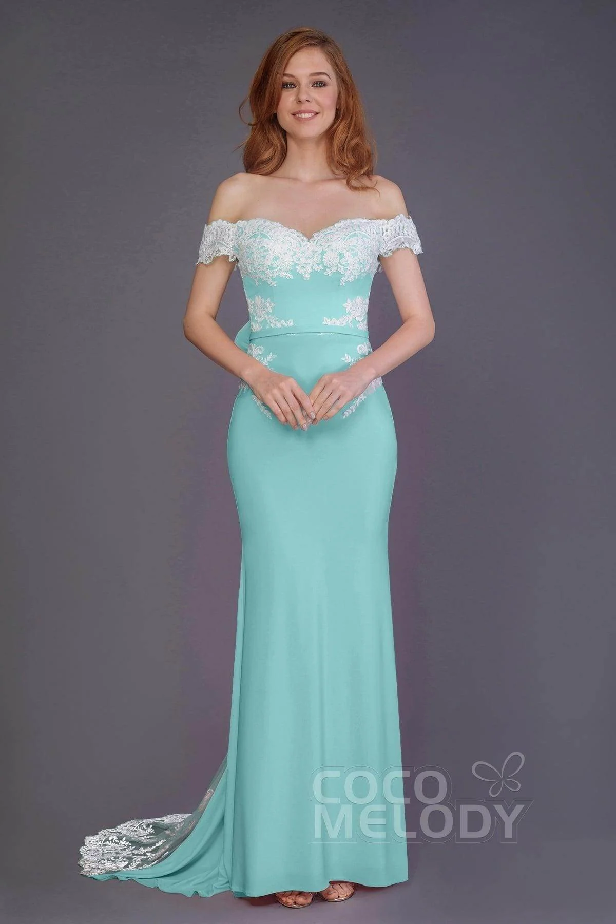 Mermaid Sweep Train Knitted Fabric Bridesmaid Dress PR3491