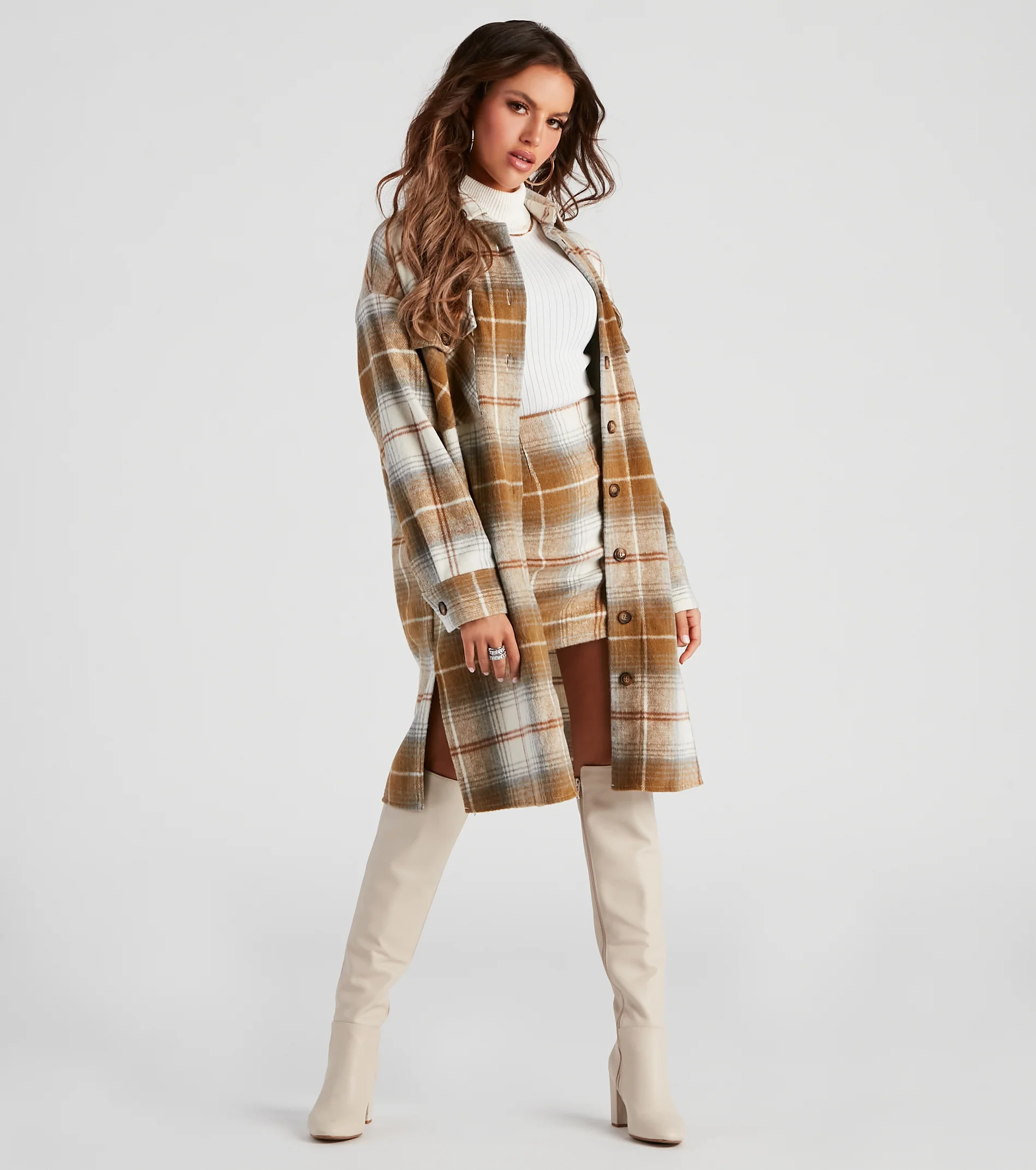 Best Match Plaid Slit Mini Skirt