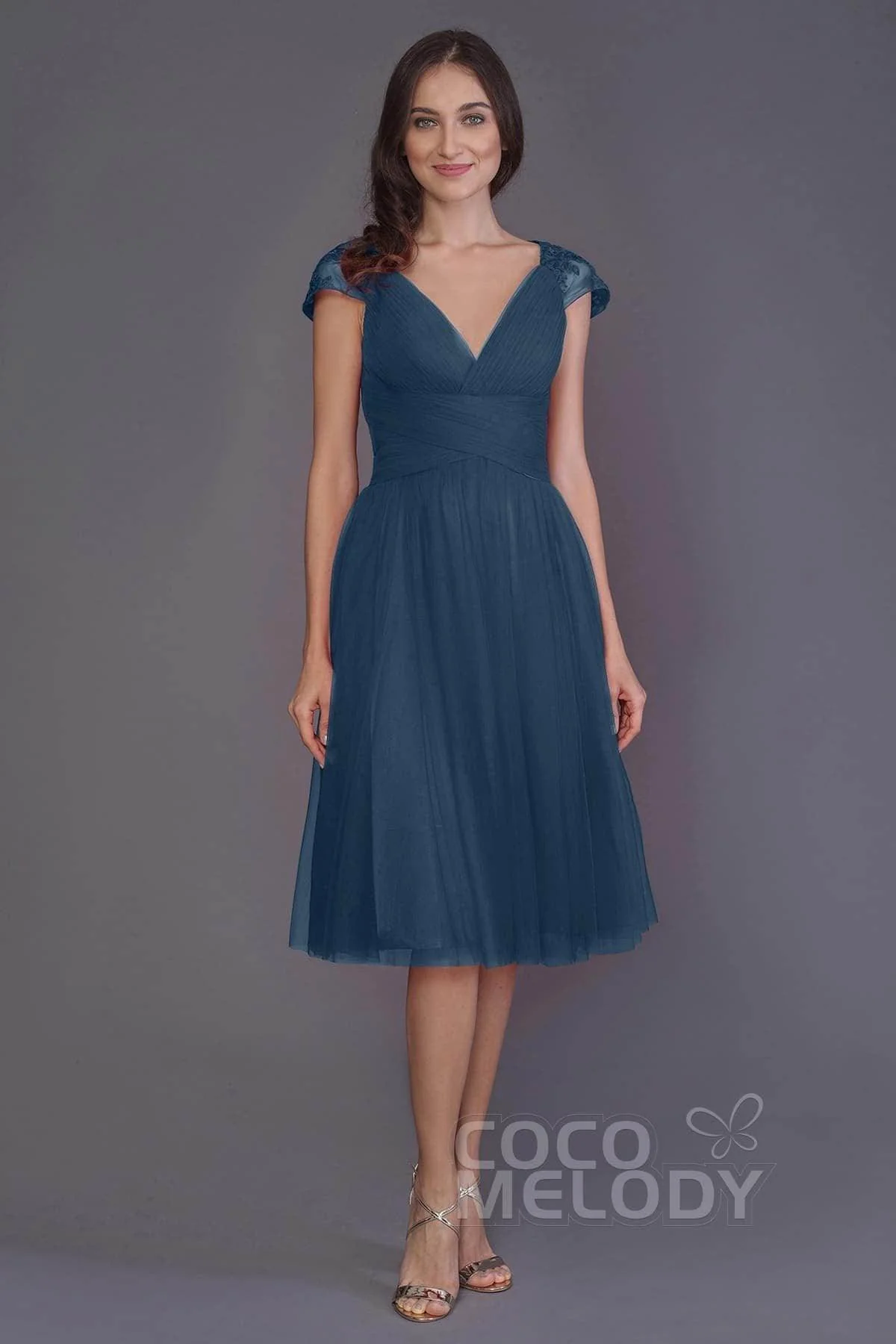 A-Line Knee Length Tulle Bridesmaid Dress PR3515
