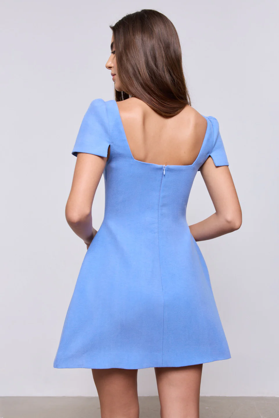 Linen Mix Square Neck Mini Dress