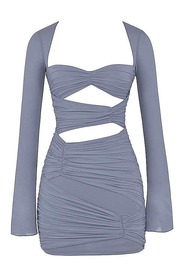 Dove Grey Real Silk Mini Dress