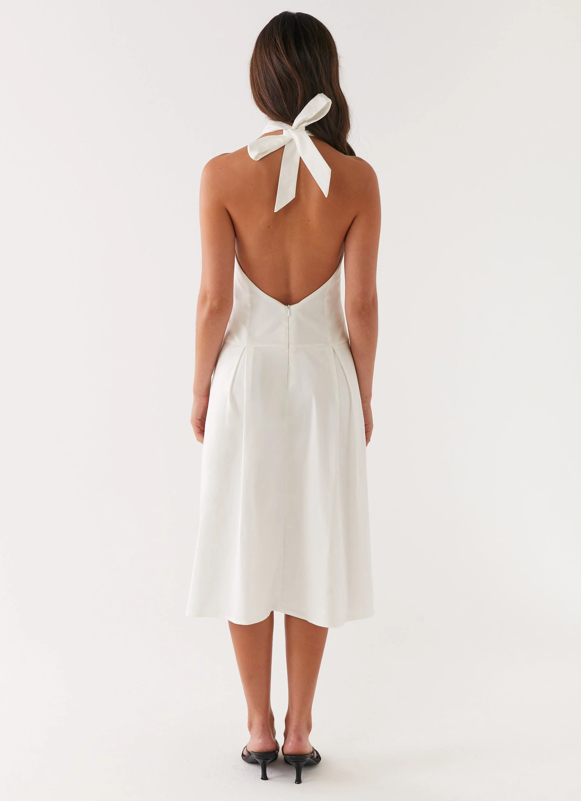 Calla Halter Midi Dress - White - luluinthesky