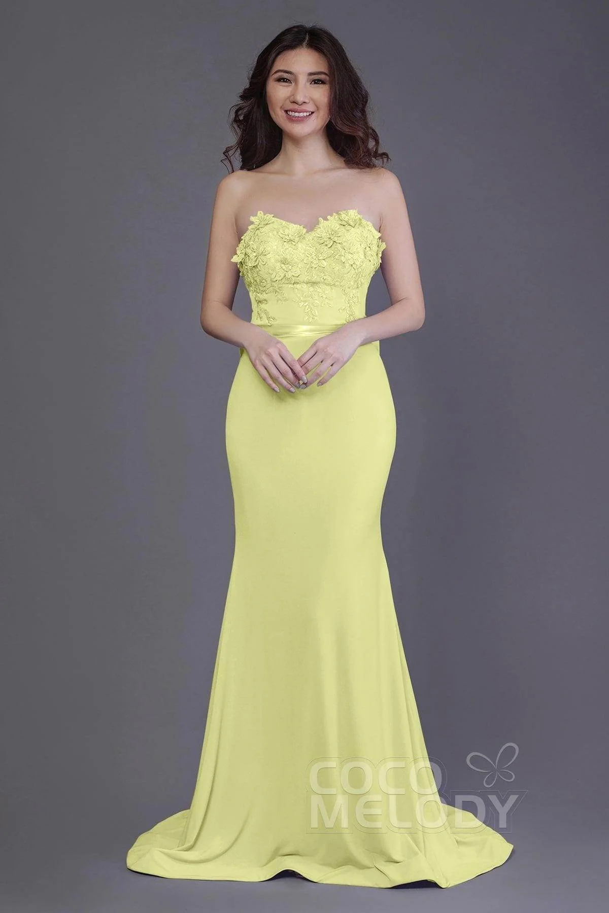 Mermaid Sweep Train Knitted Fabric Bridesmaid Dress PR3484