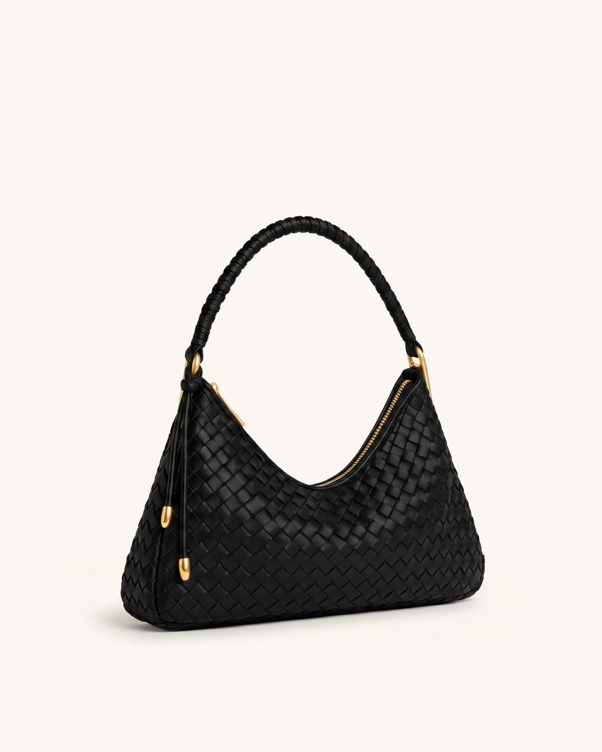 Lorena Woven Shoulder Bag - Black