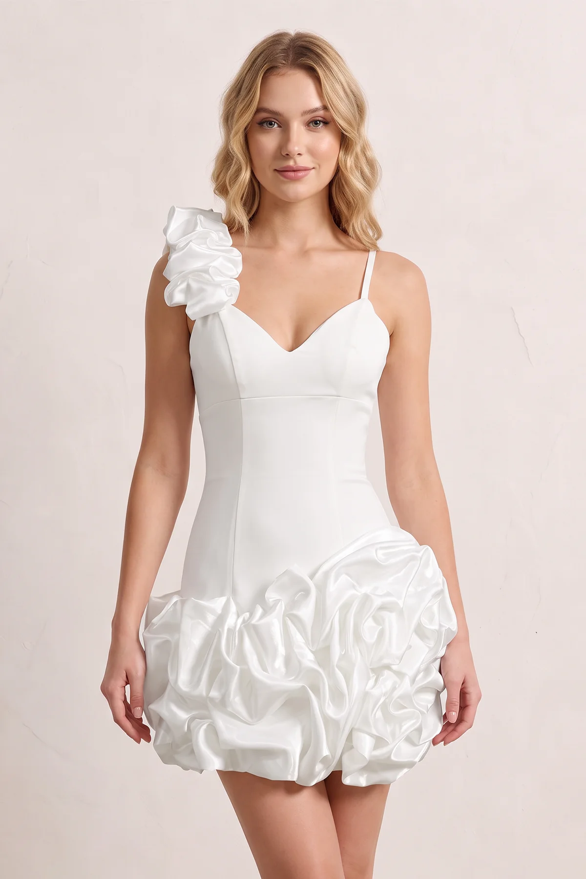 Red Sheath Spandex Ruched V Neck Homecoming Dresses with Ruffles