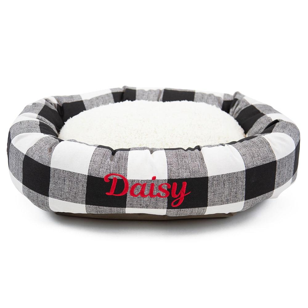 Anderson Check Sherpa Bagel Bed - Personalized