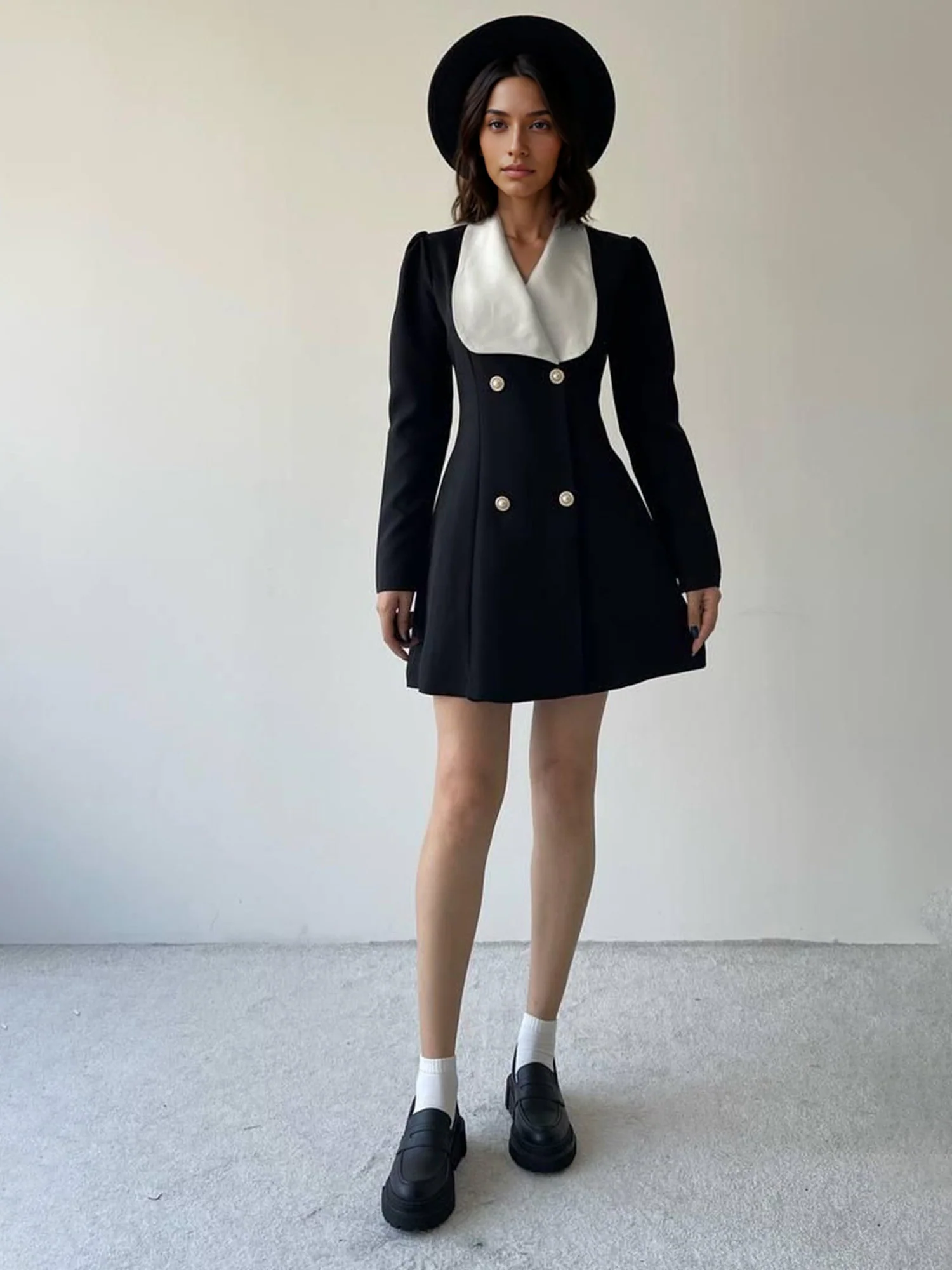 Chic Double-Breasted Button Mini Dress