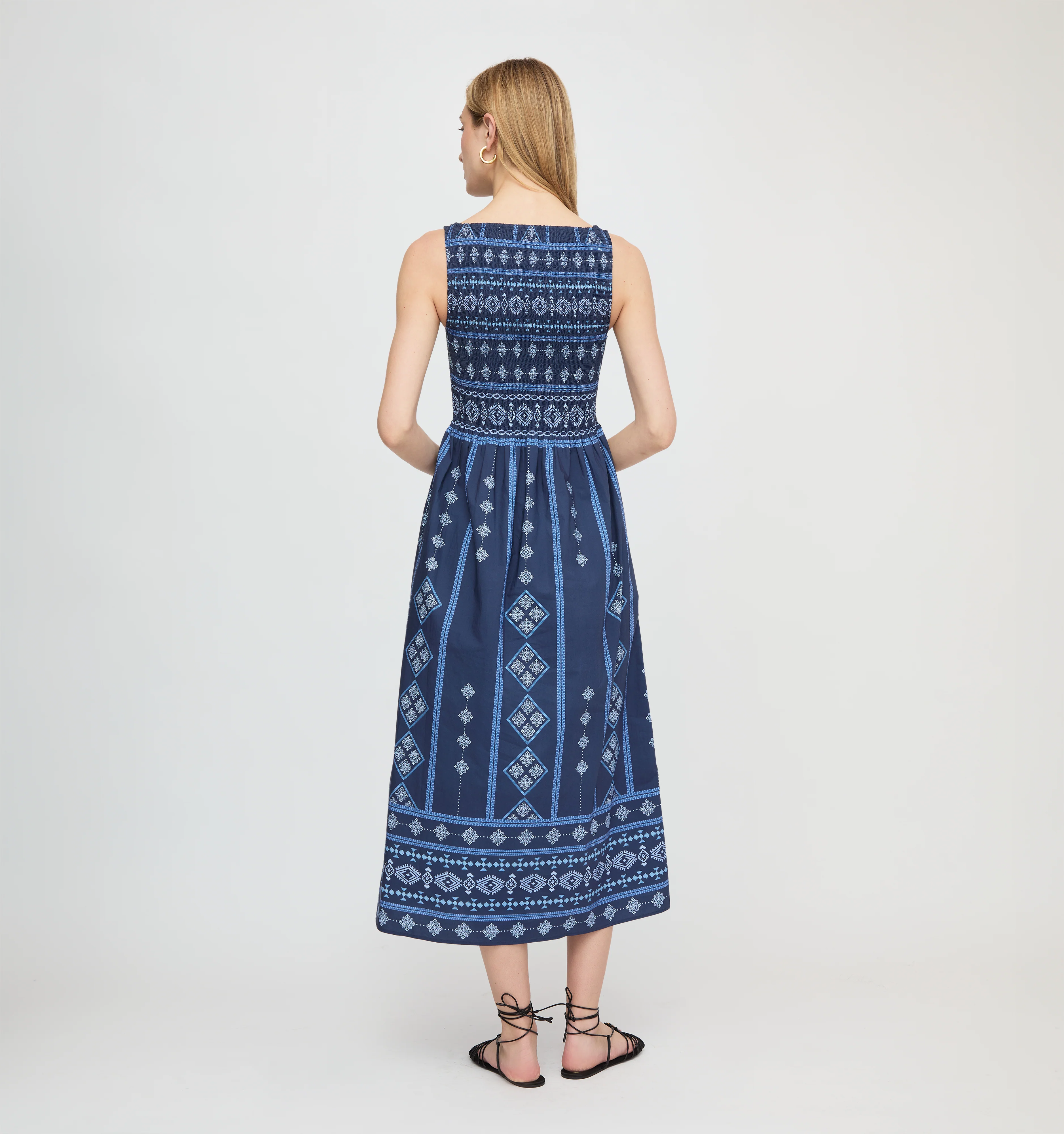 The Cosima Nap Dress - Navy Diamond Batik
