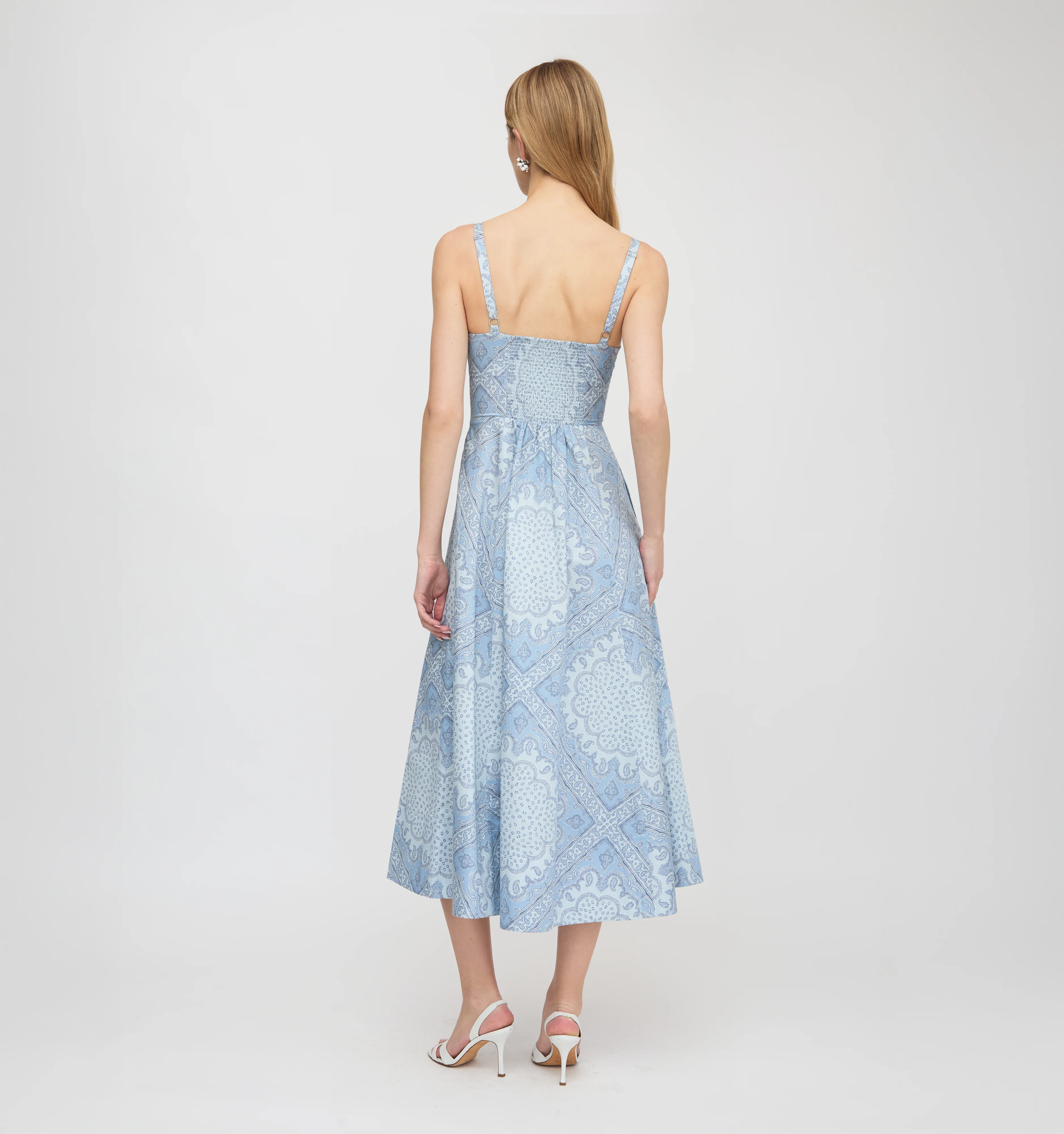 The Margot Dress - Dusty Blue Paisley Scarf