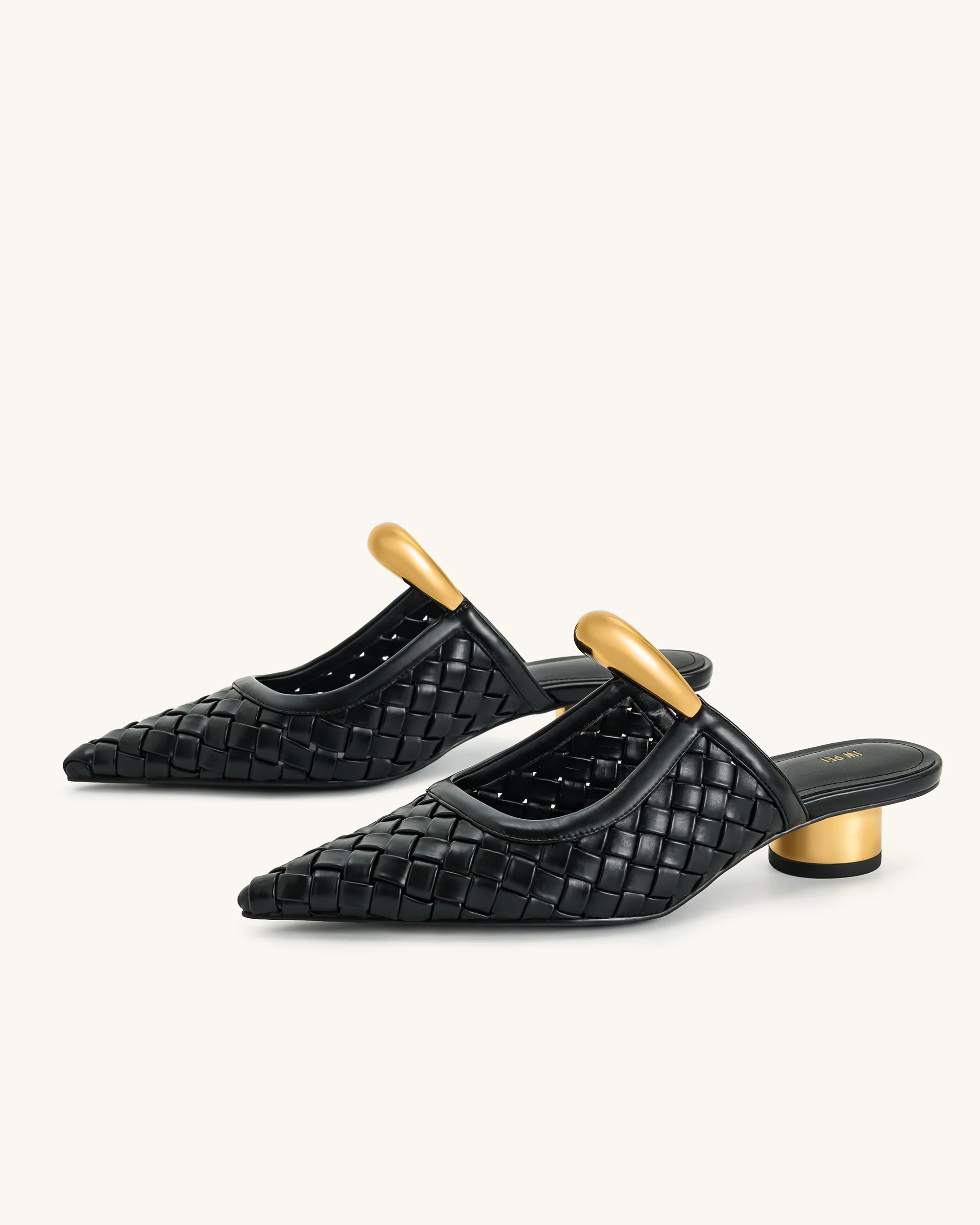 Helena Weave  Pierced Mules - Black