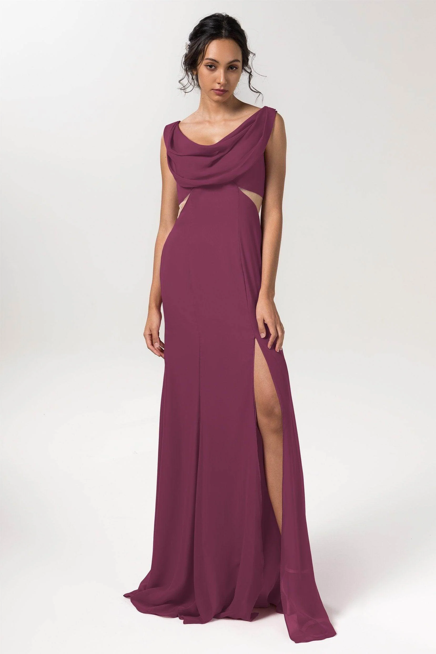 Sheath-Column Floor Length Chiffon Bridesmaid Dress CB0558