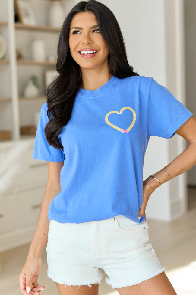 Pencil Heart Blue Graphic Tee