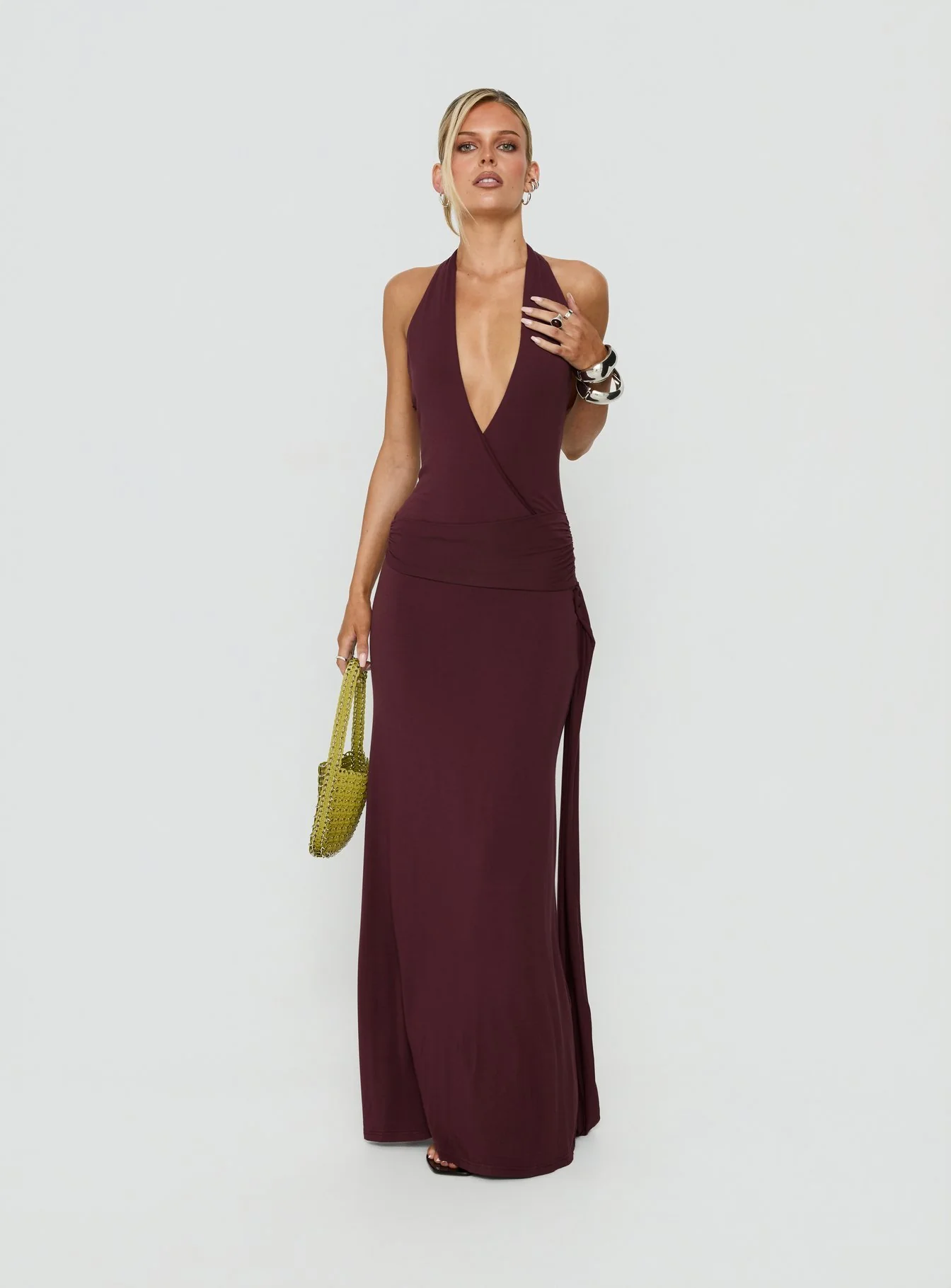 So Major Draped A-Line Maxi Dress Plum