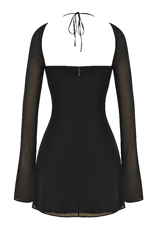 Black Chiffon Halter Mini Dress