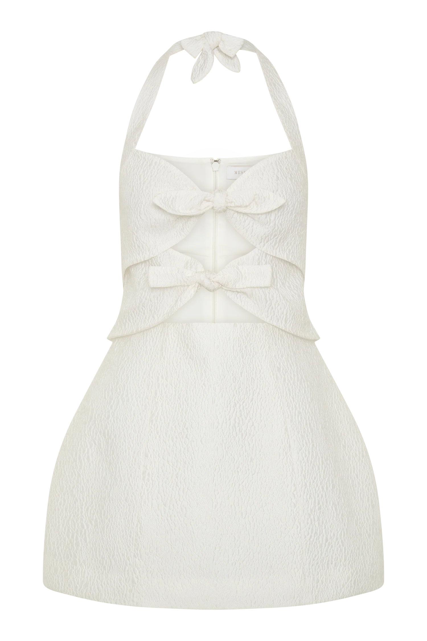 Ella Bow Detail Halter Mini Dress - White