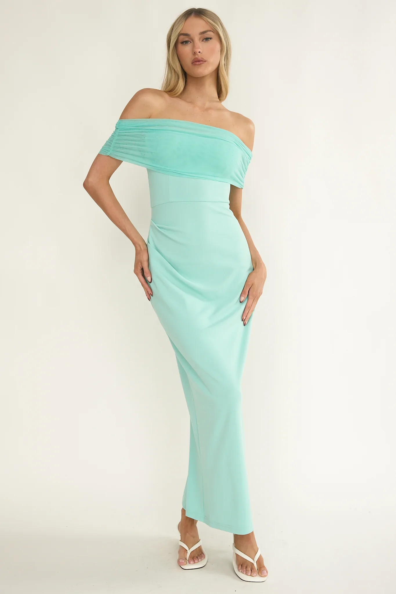 Love Languages Off-Shoulder Maxi Dress Mint