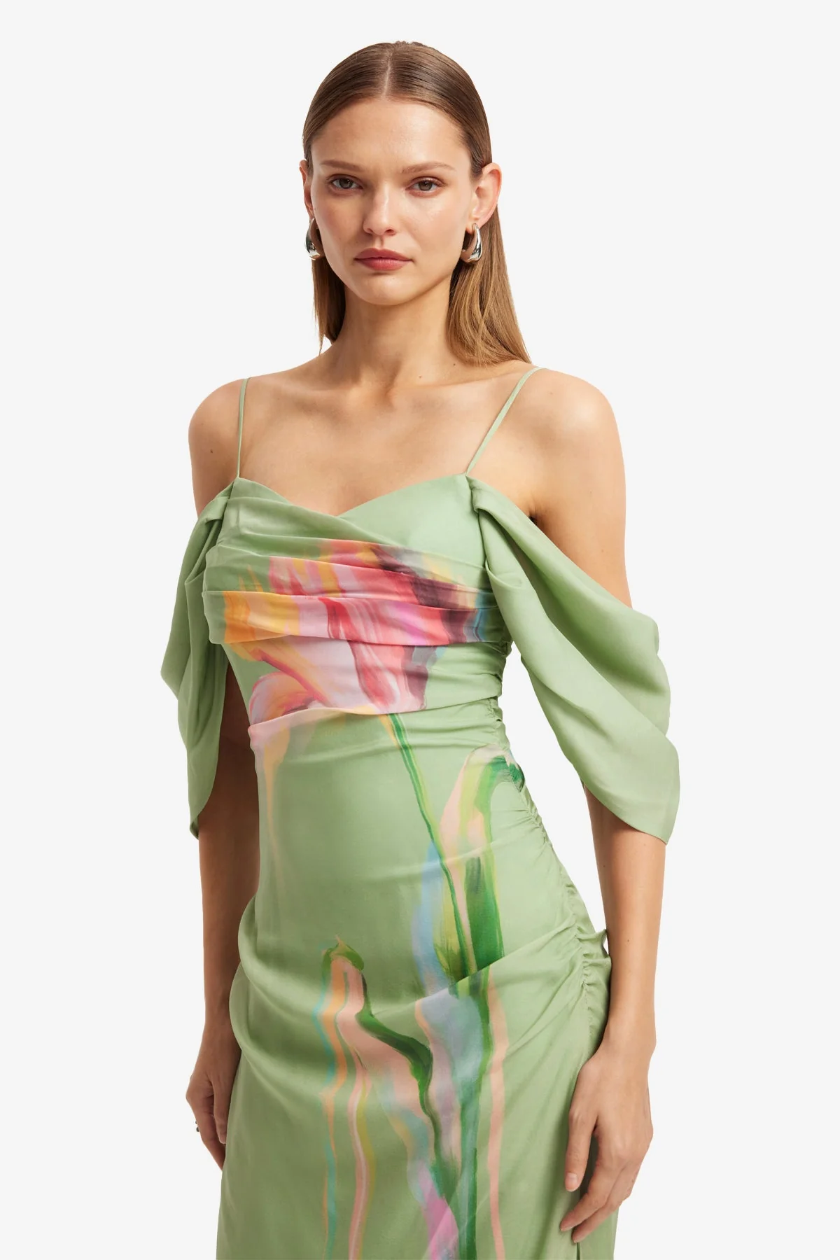 Angeline Maxi Dress - Tulip Print in Green