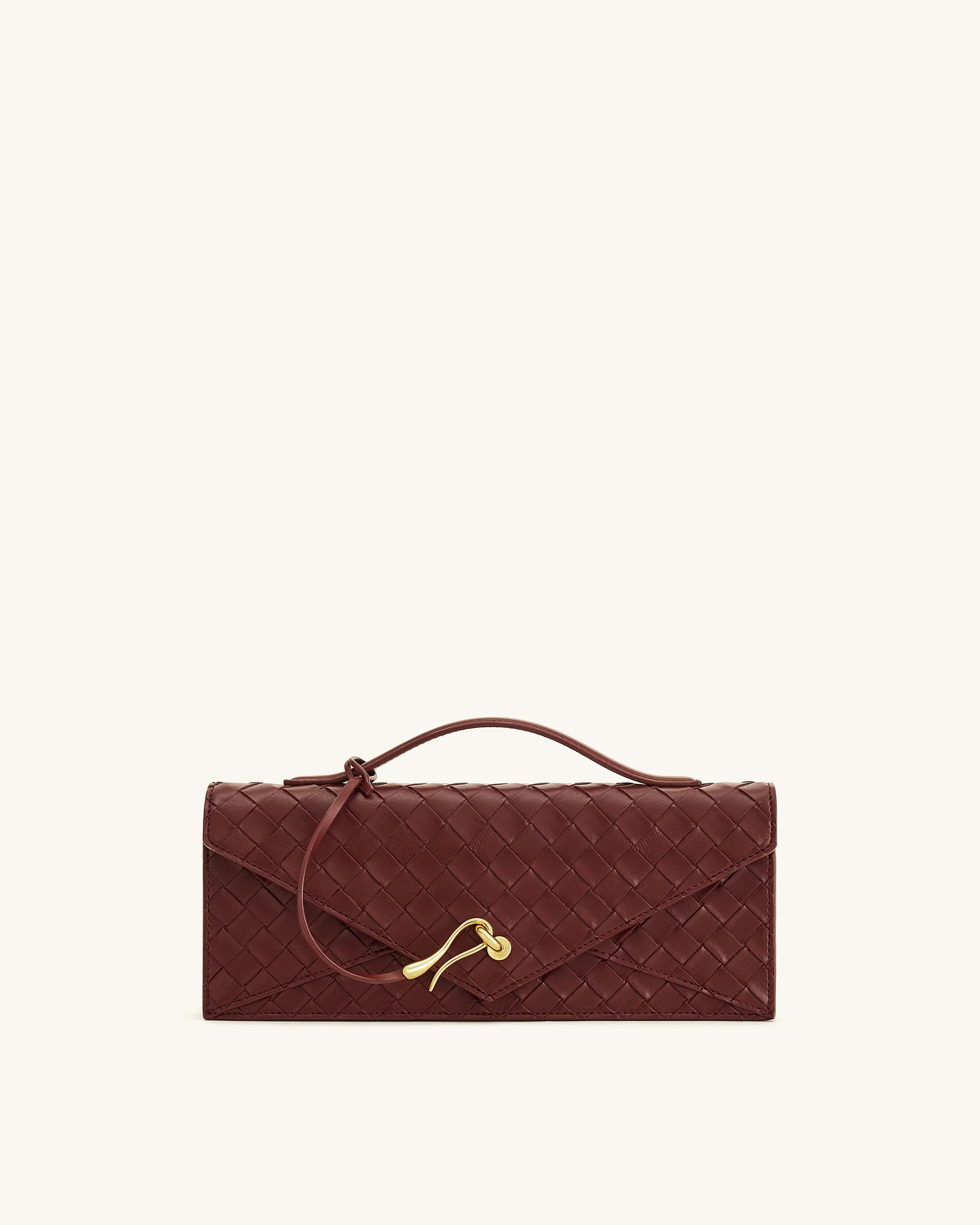 Celeste Woven Textured Envelope Top Handle Bag - Burgundy