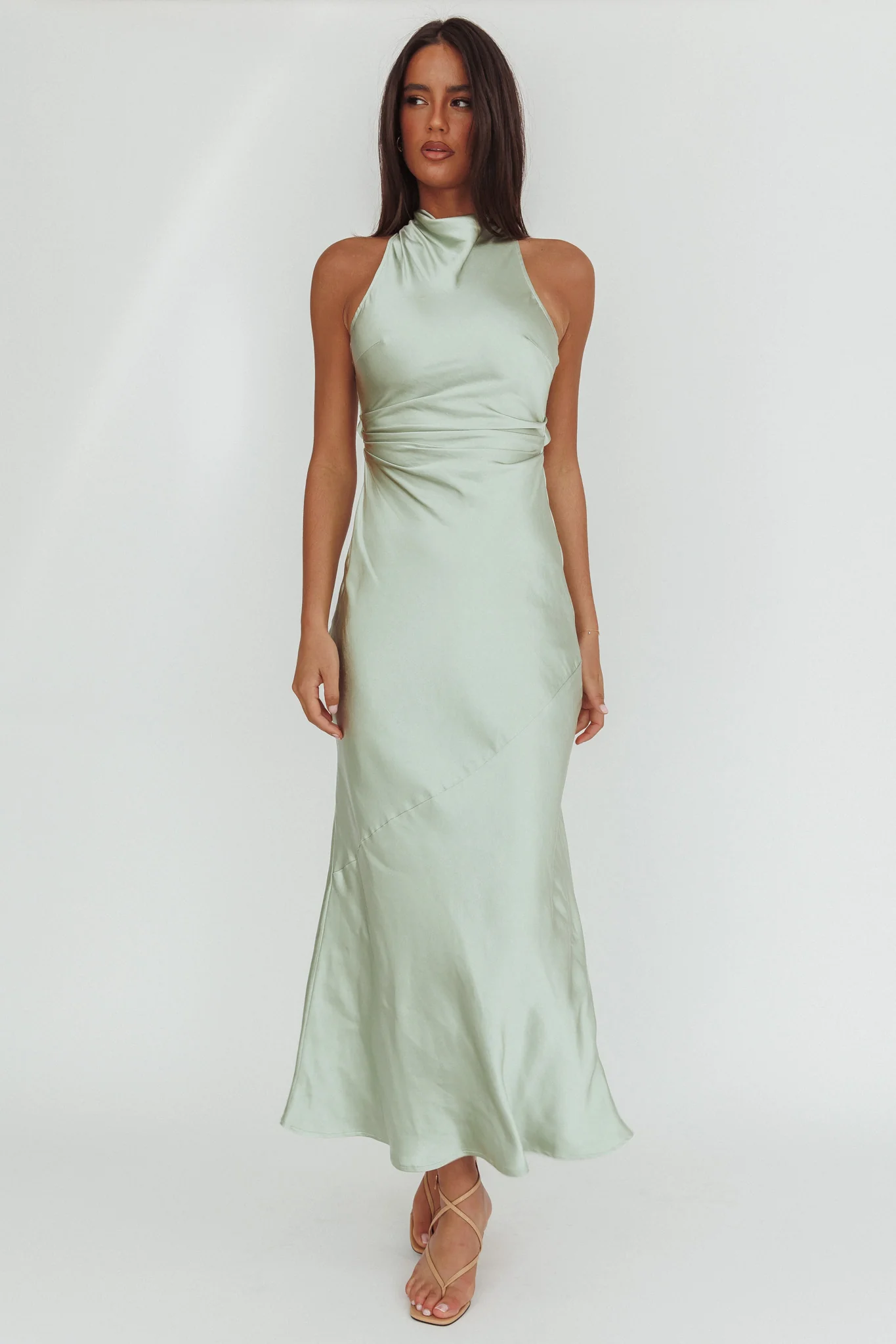 Moonlight Mirage Criss-Cross Back Maxi Dress Pistachio - luluinthesky